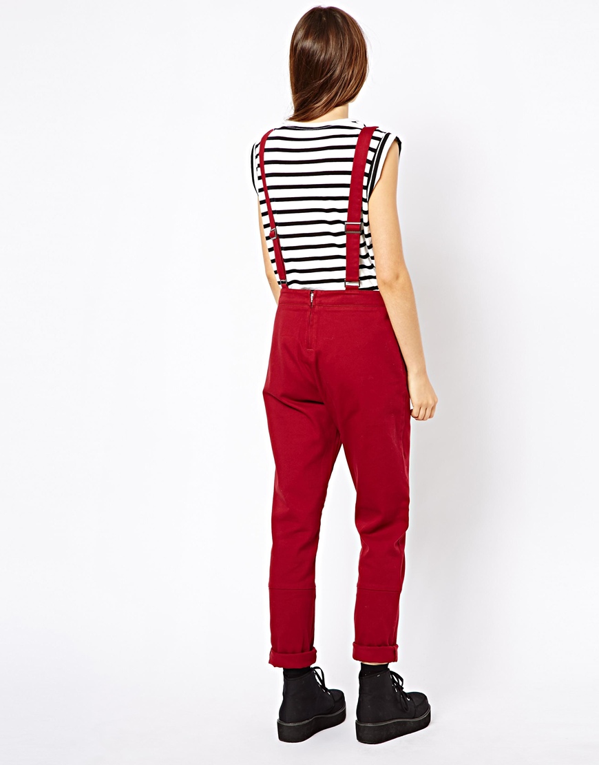 ASOS Overalls in Twill in Oxblood (Red) Lyst
