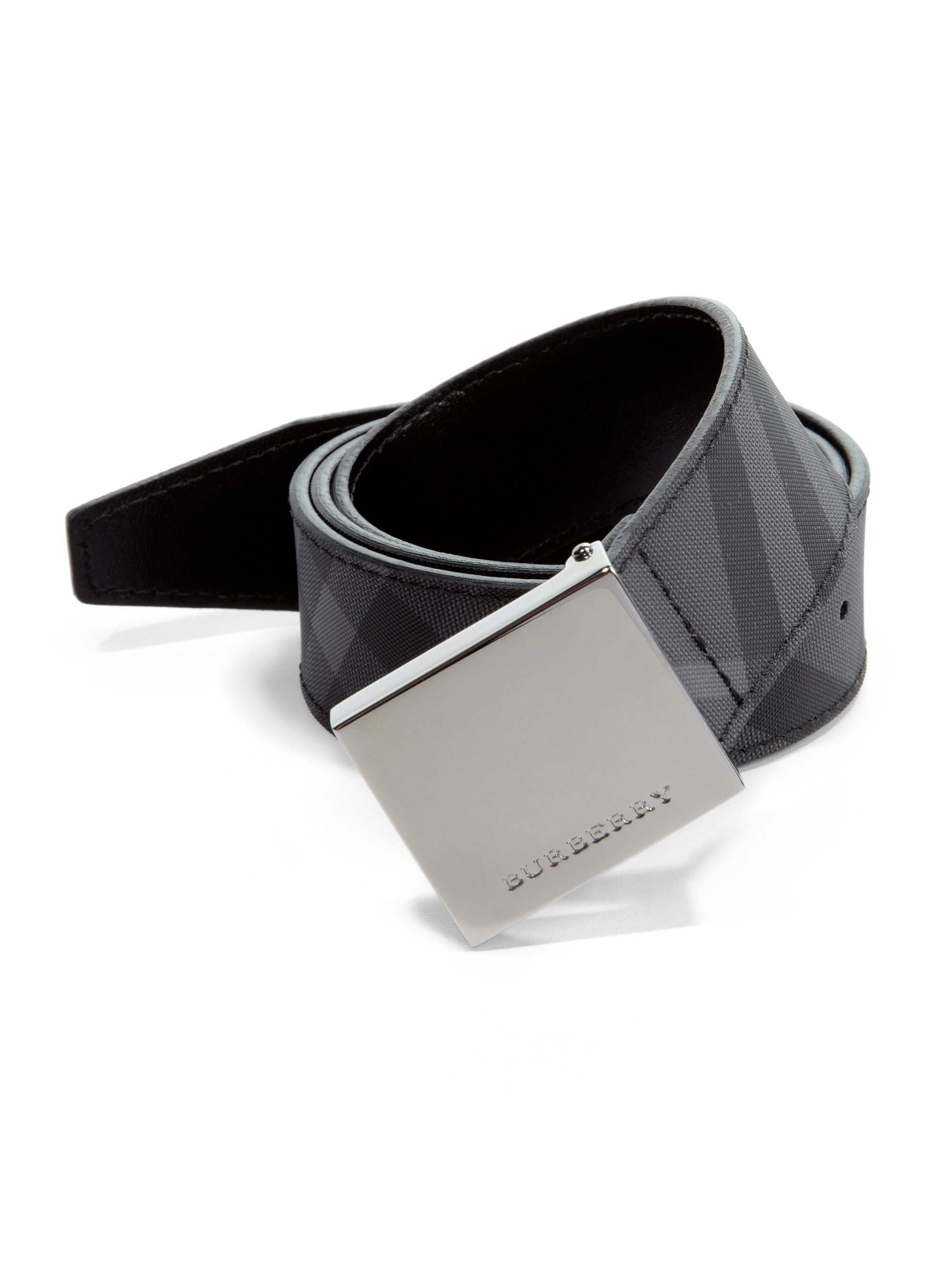 Lyst - Burberry Lucius Check Belt in Black for Men