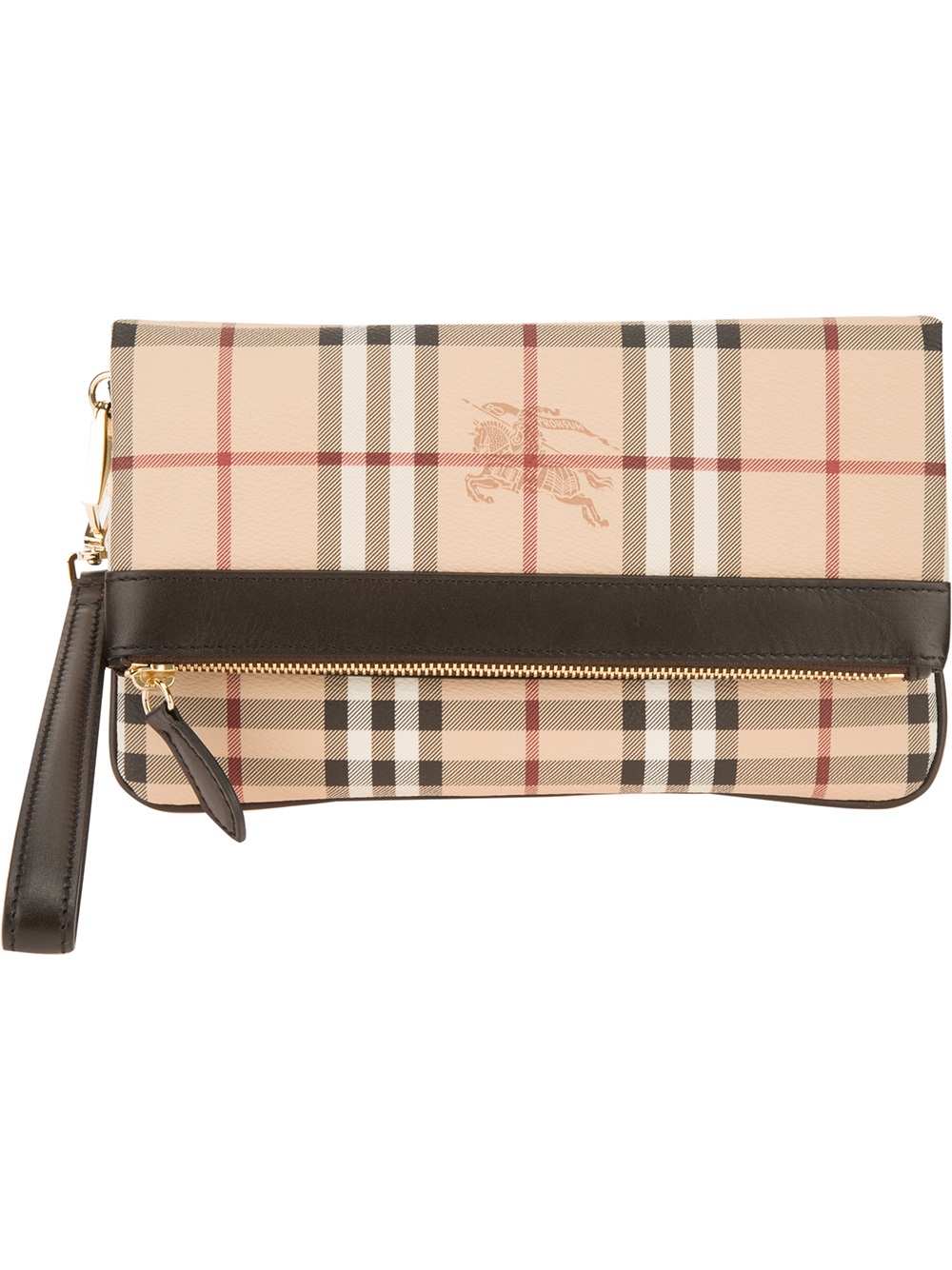 Burberry 'haymarket' Check Folding Wristlet Clutch in Natural | Lyst