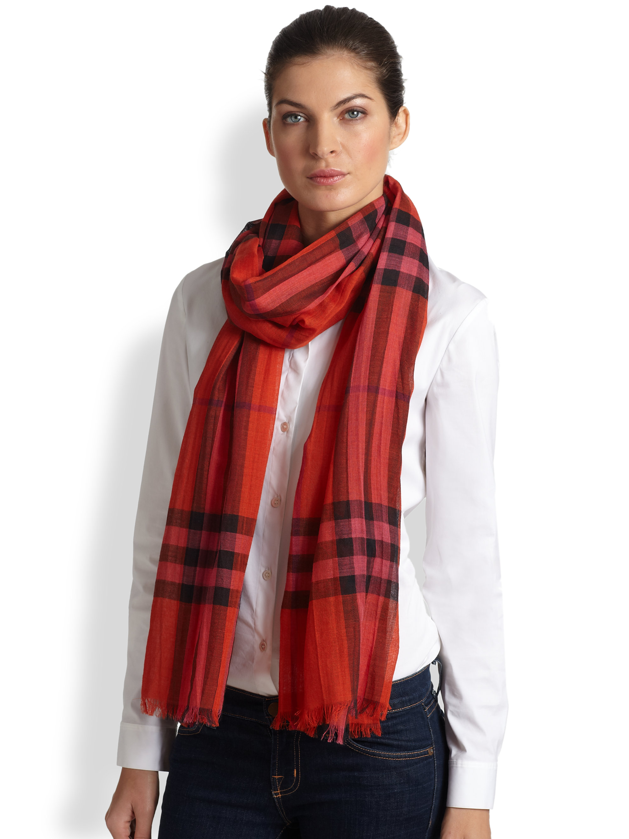 burberry red check scarf