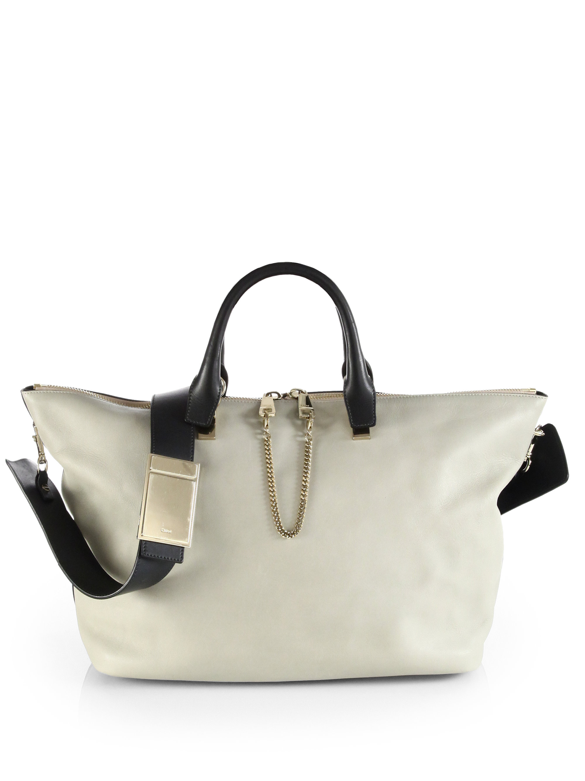 Chlo Baylee Medium Two-tone Leather Shoulder Bag in Beige ...