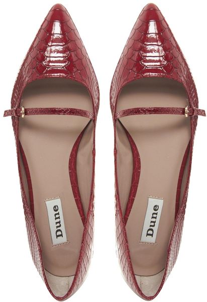 Dune Mathe Pointed Red Flat Shoes in Red | Lyst