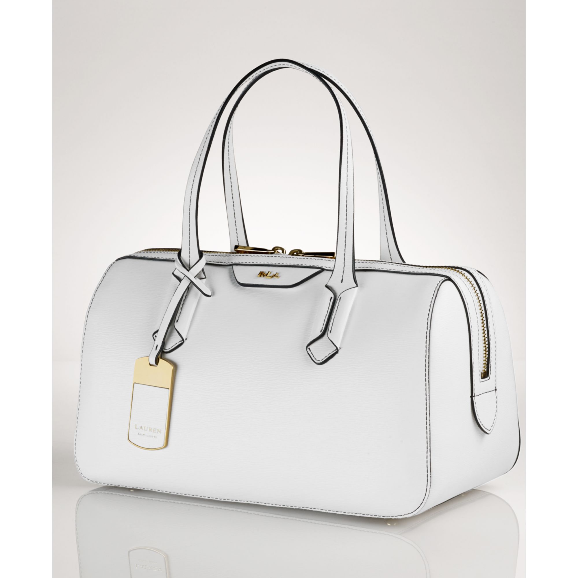 Lyst Lauren By Ralph Tate Medium Barrel Satchel In White Gallery