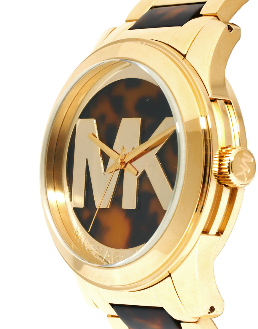 Michael Kors Runway Gold and Tortoise Shell Watch in Metallic - Lyst