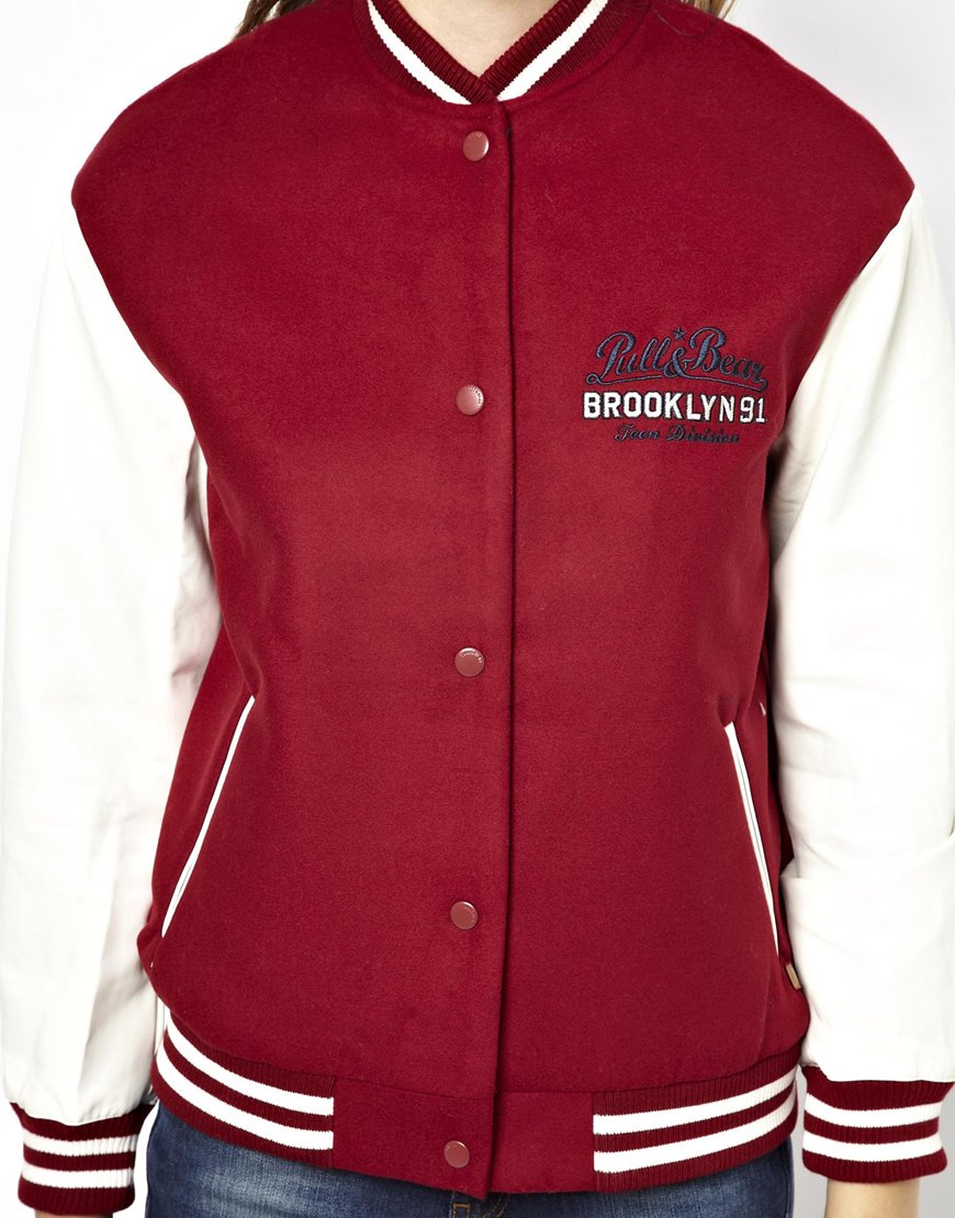 pull and bear burgundy jacket