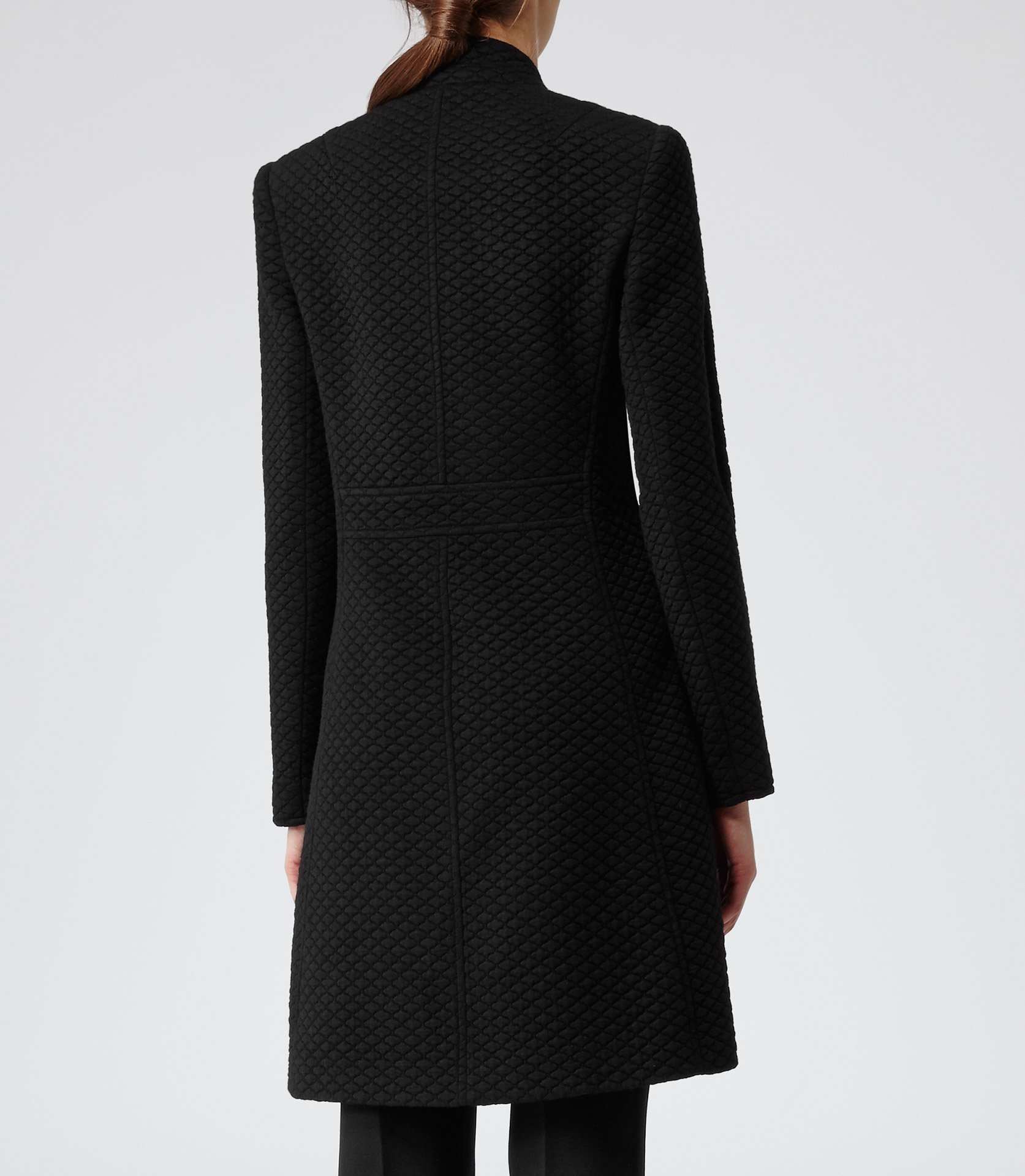Reiss Condrien Textured Coat in Black Lyst