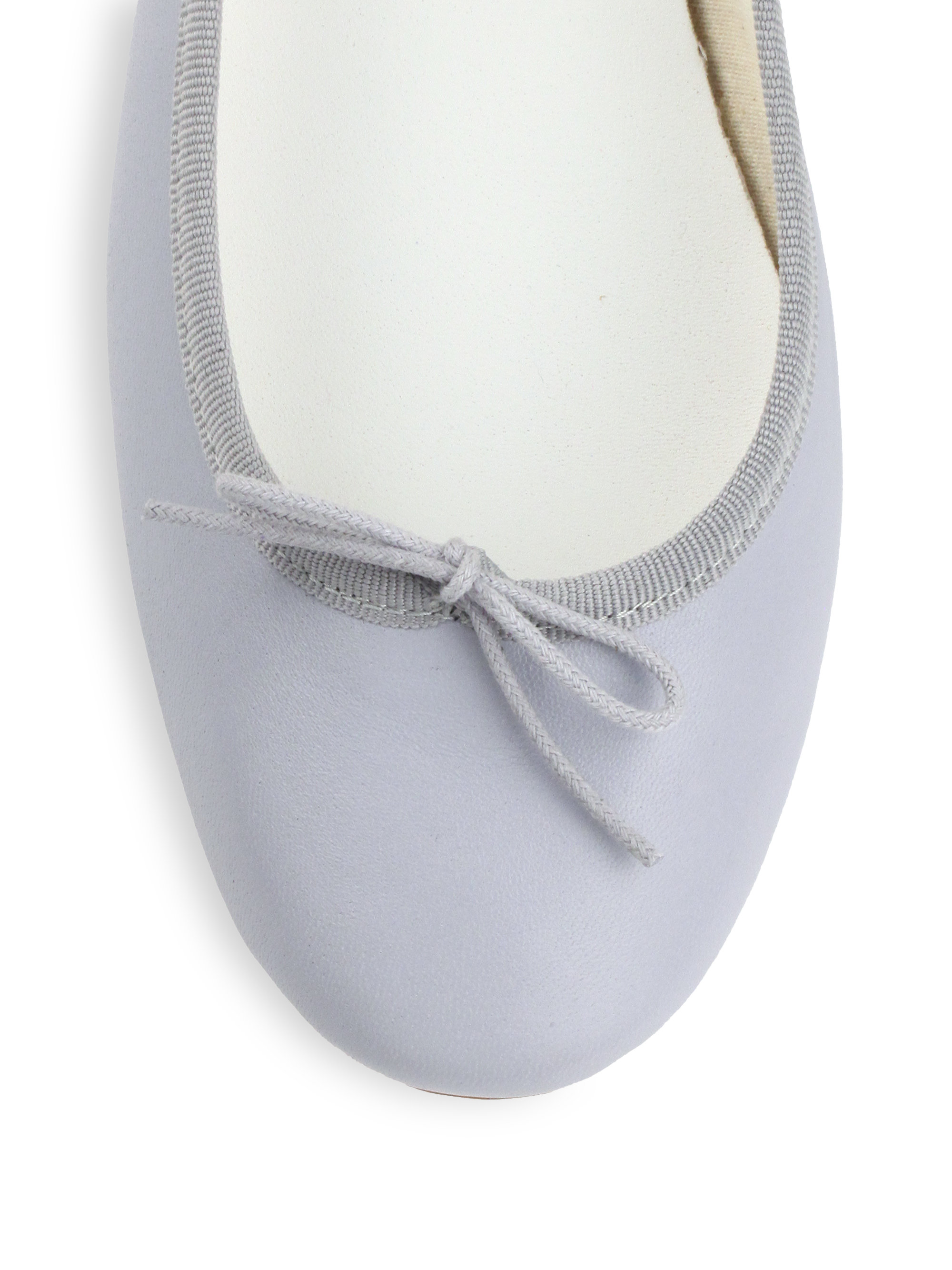 grey leather ballet flats