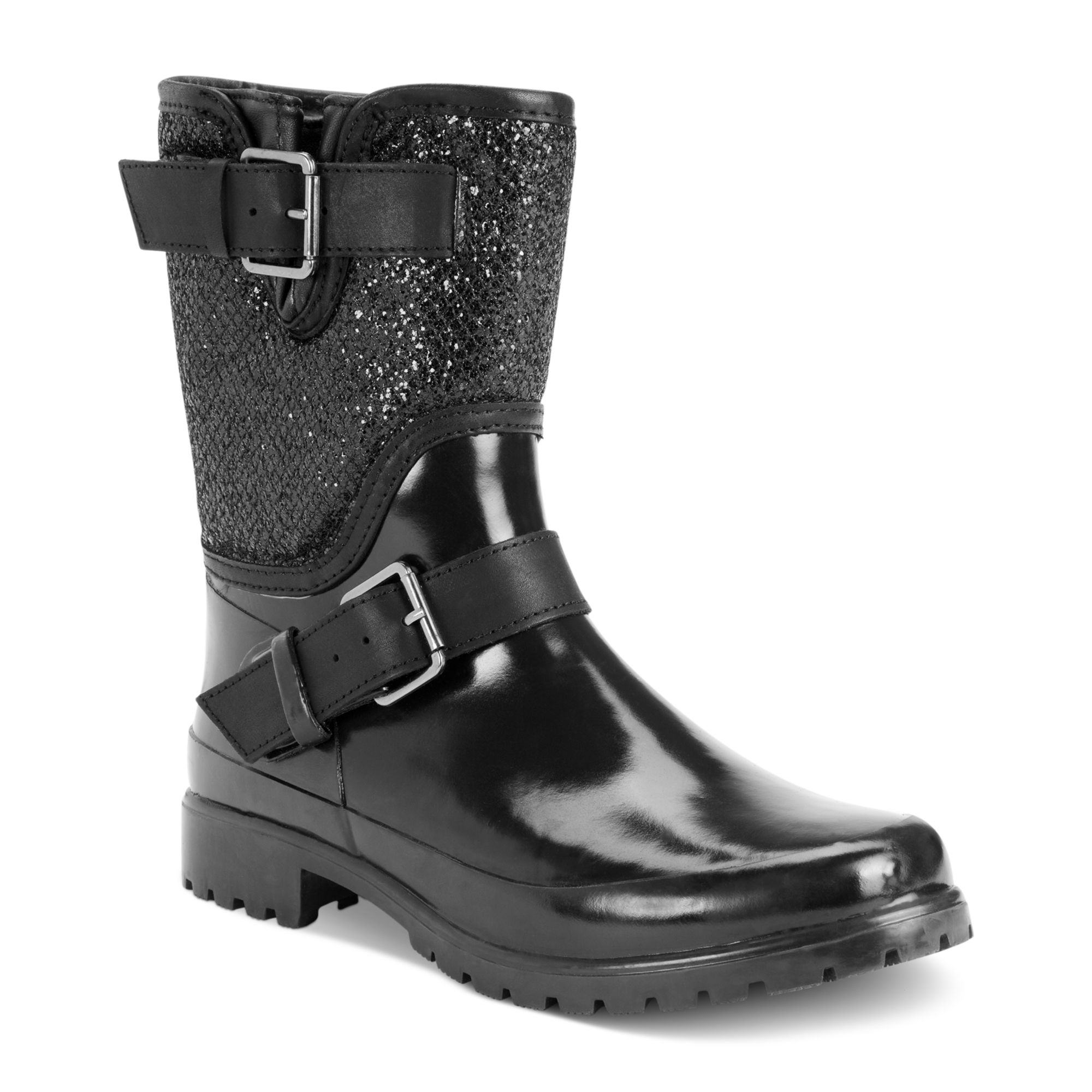 Sperry Top-sider Womens Falcon Short Rain Boots in Black (Black Glitter ...