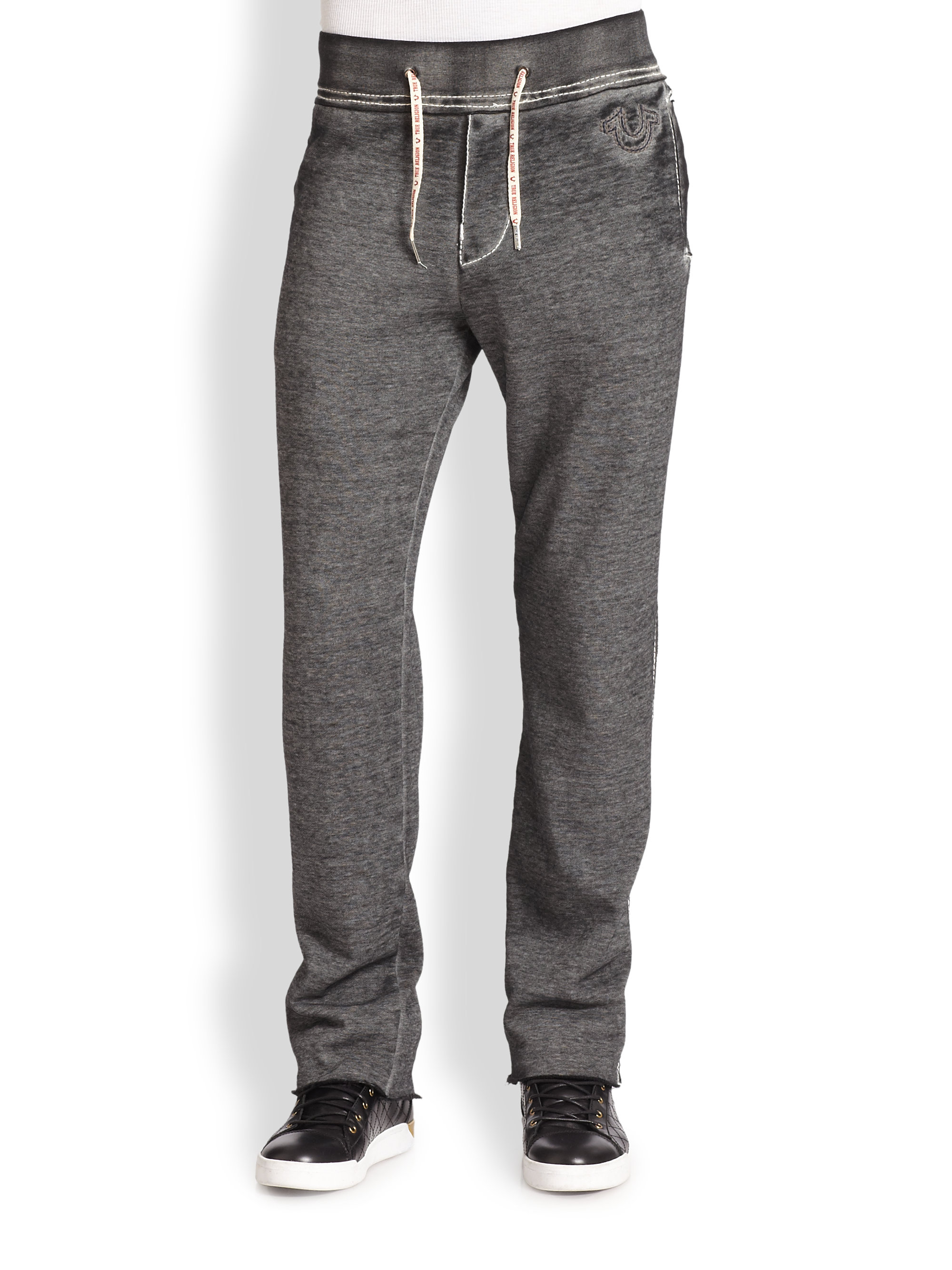 True religion Branded Logo Sweatpants in Gray for Men | Lyst