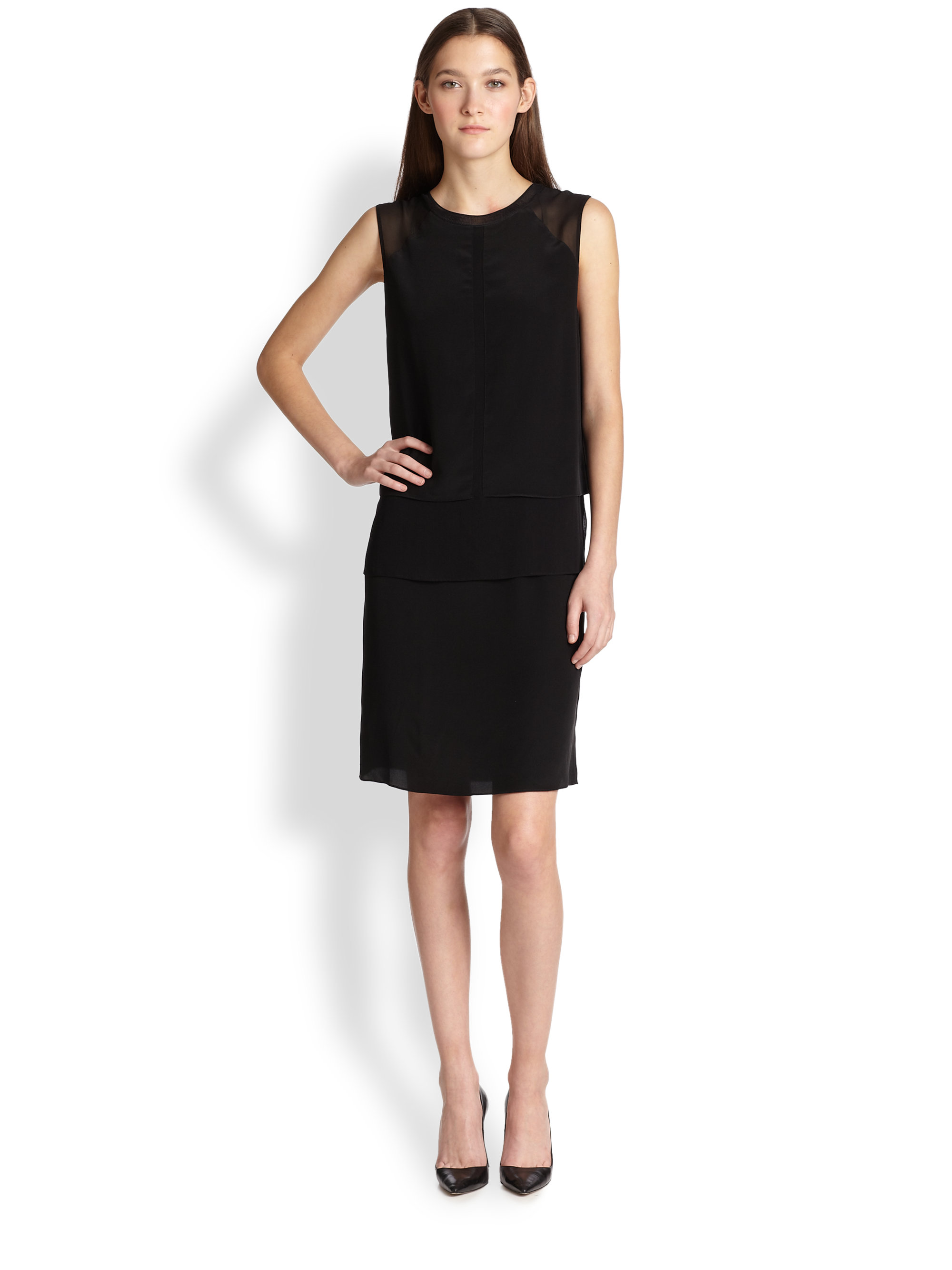 vince black silk dress