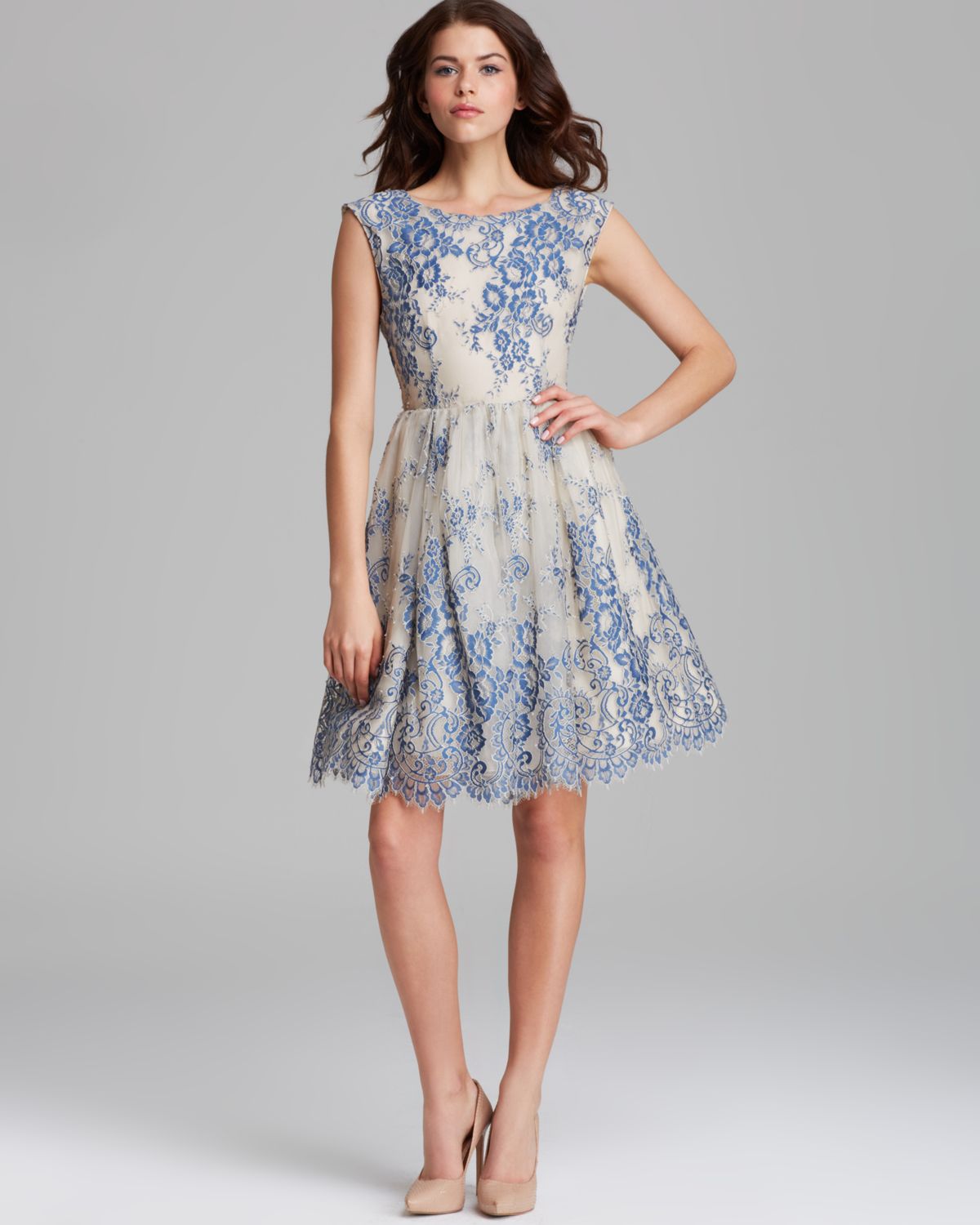 alice and olivia blue gown