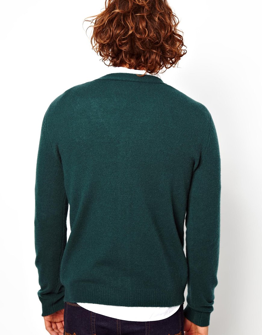 ASOS Lambswool Rich Cardigan in Green for Men Lyst