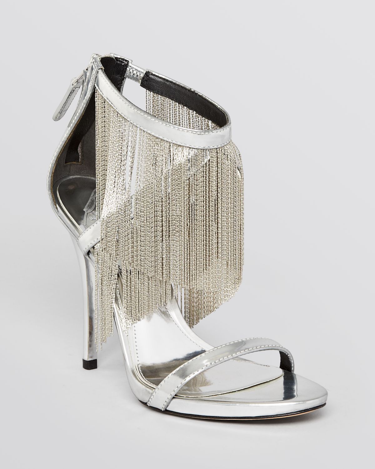 B Brian Atwood Evening Sandals Condesa Fringe High Heel in Silver  (Metallic) - Lyst