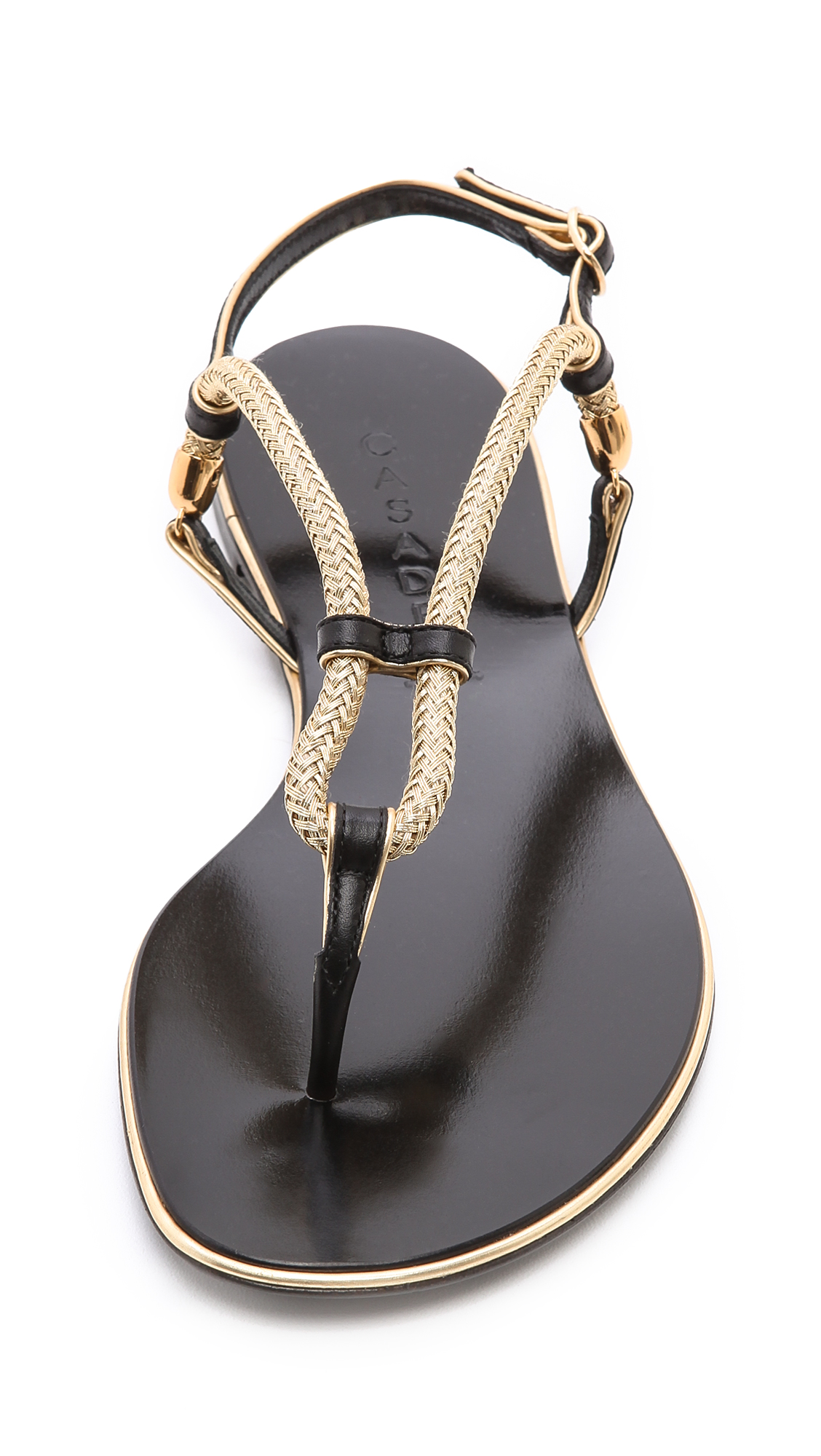 Casadei Flat Sandals - Black/gold | Lyst
