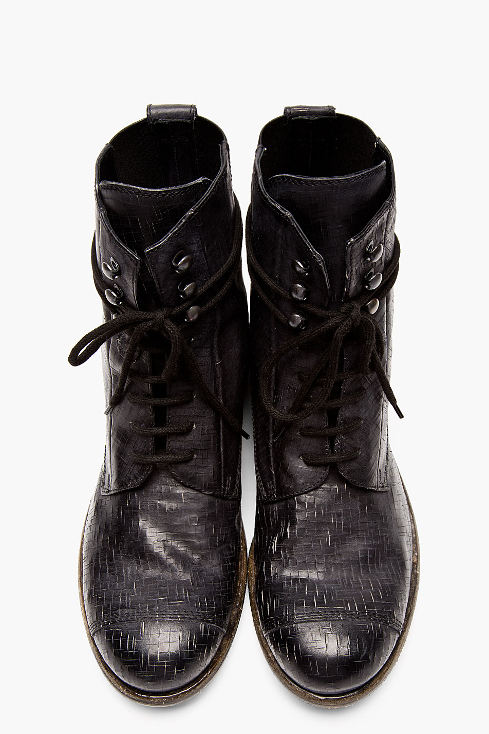 Lyst Diesel Black Gold Black Leather Cracked Danny_bo Boots in Black