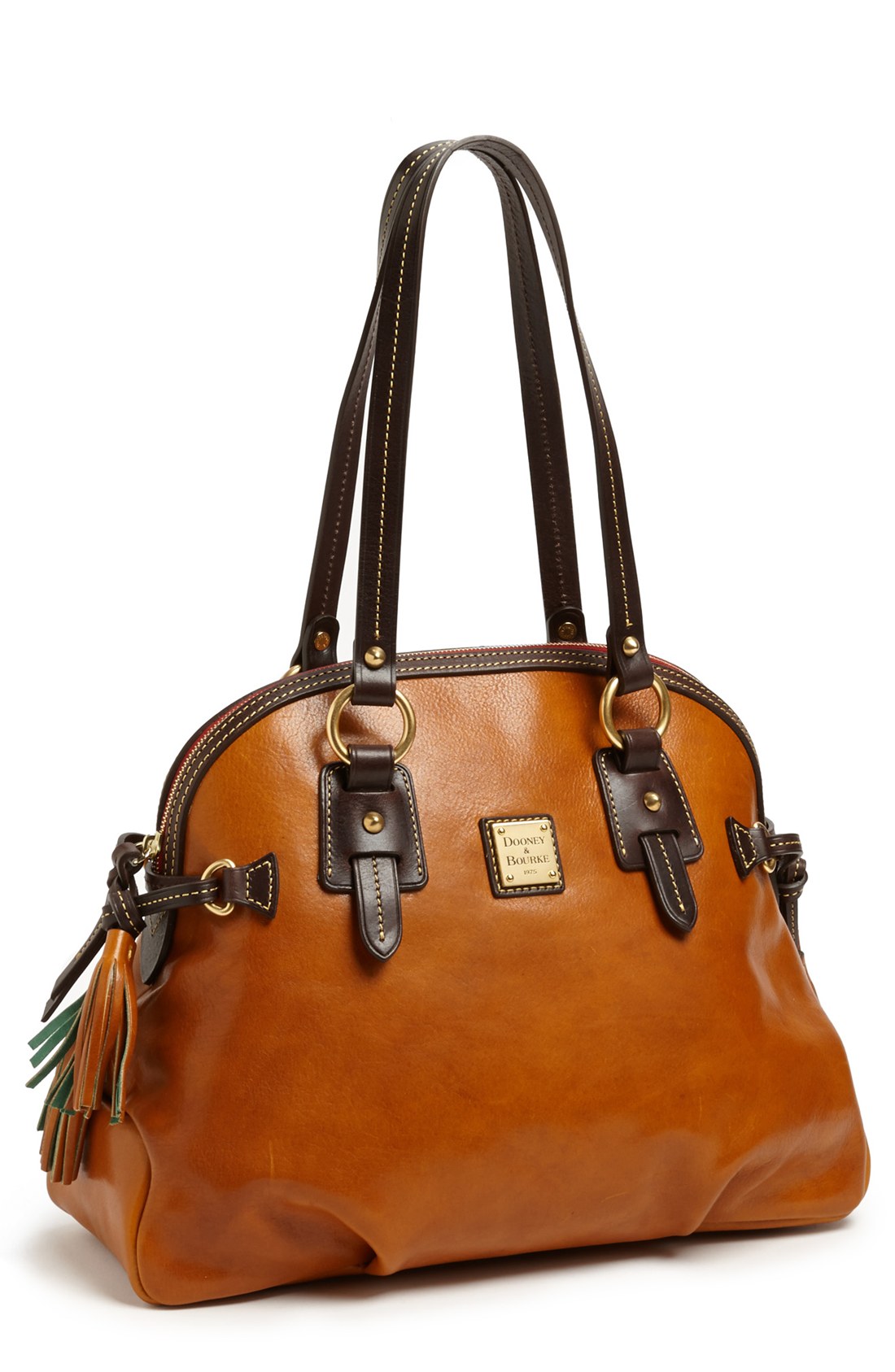 Dooney & Bourke Leather Dome Satchel in Brown (Natural) | Lyst