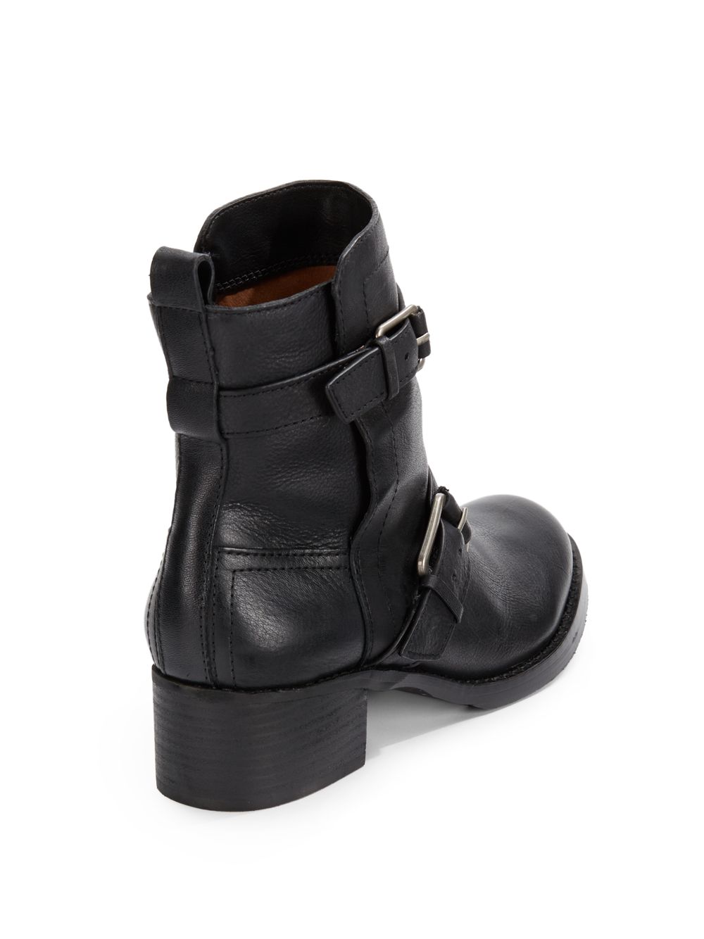 Lucky Brand Hanae Leather Moto Boots in Black | Lyst
