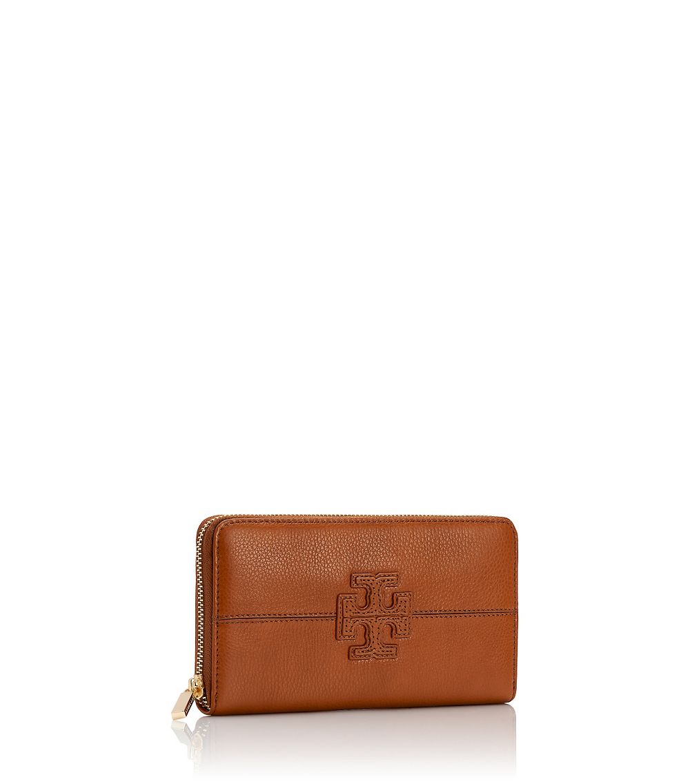 Tory Burch Stacked T Zip Continental Wallet in Brown - Lyst