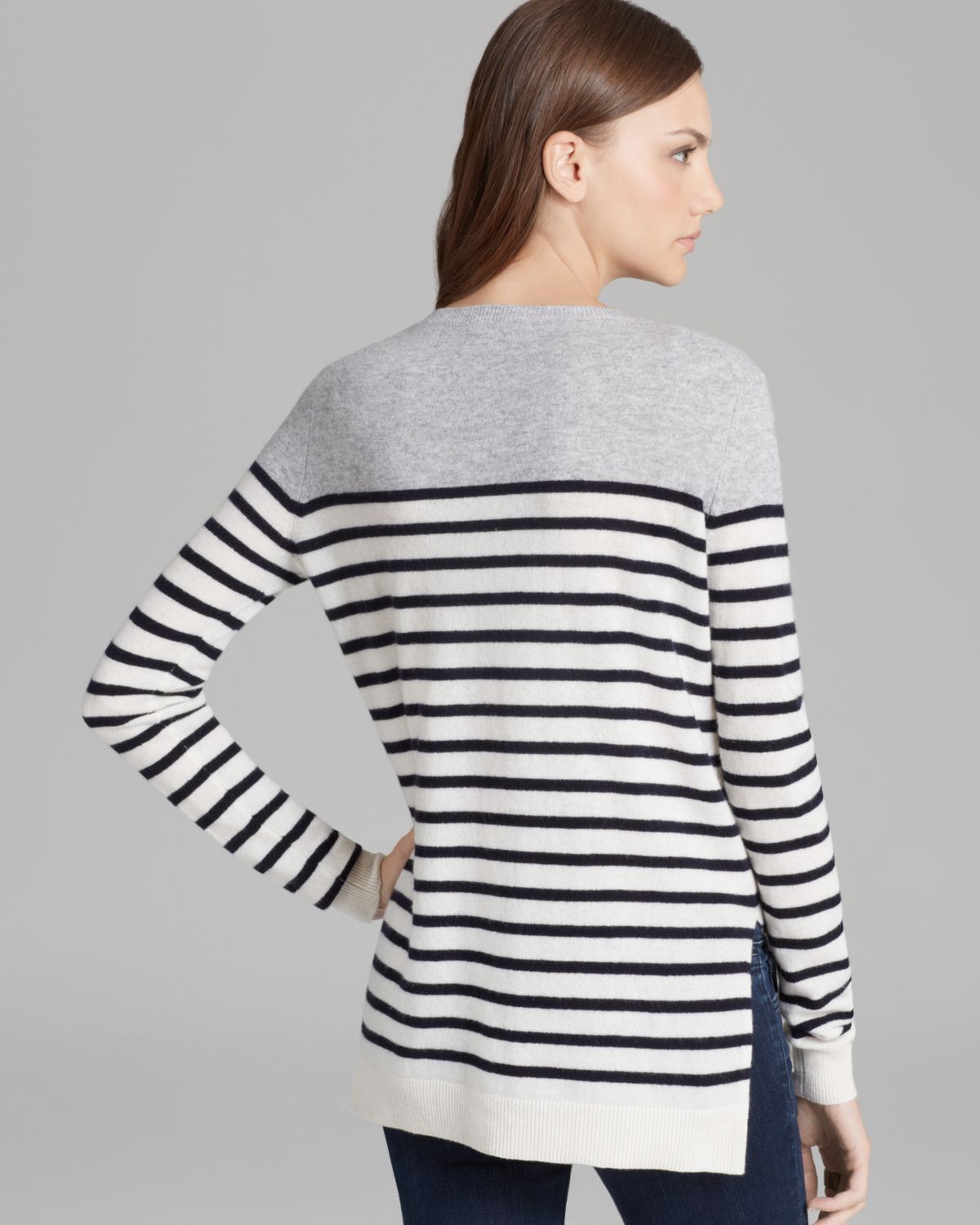 Vince Womens Brenton Stripe Cashmere Sweater