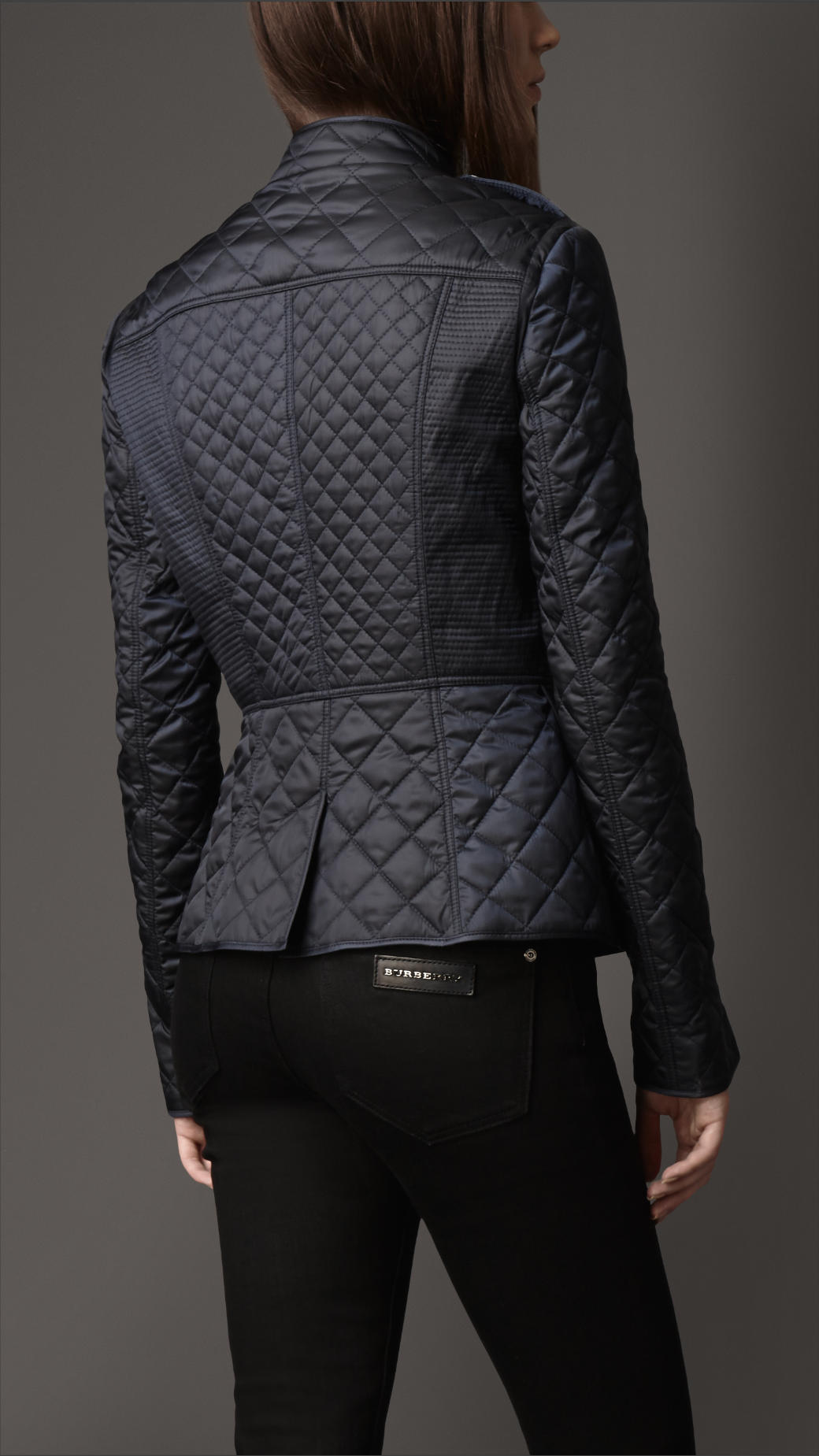 Lyst Burberry Cinched Waist Quilted Jacket in Black