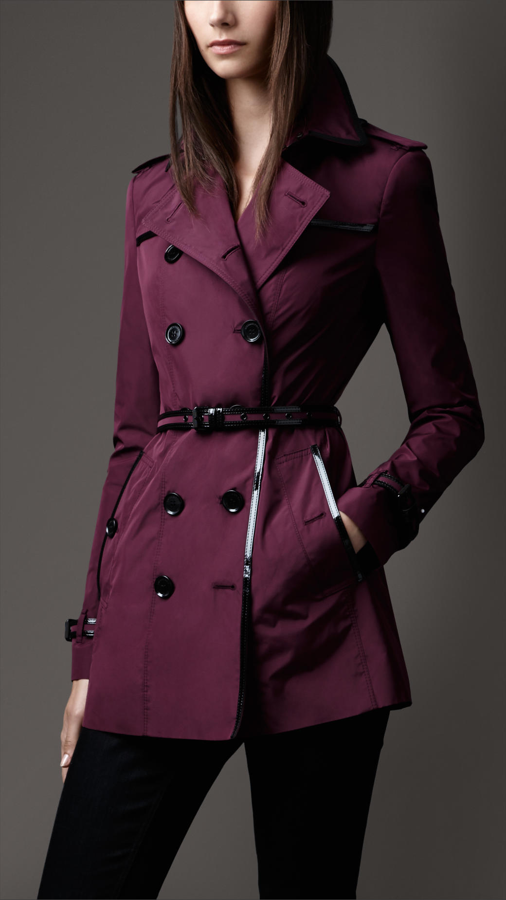 burberry coat womens purple