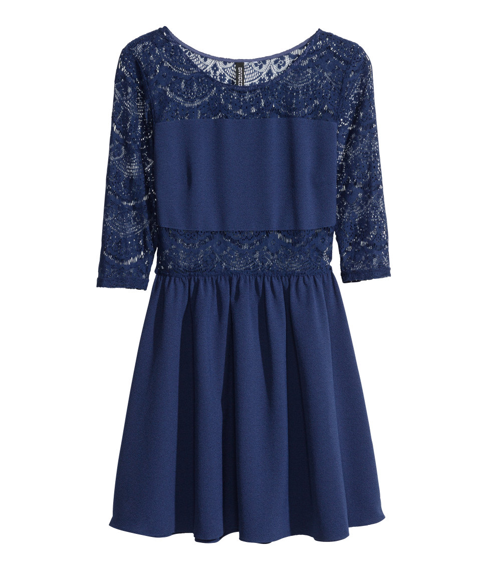 Lyst H&M Lace Dress in Blue