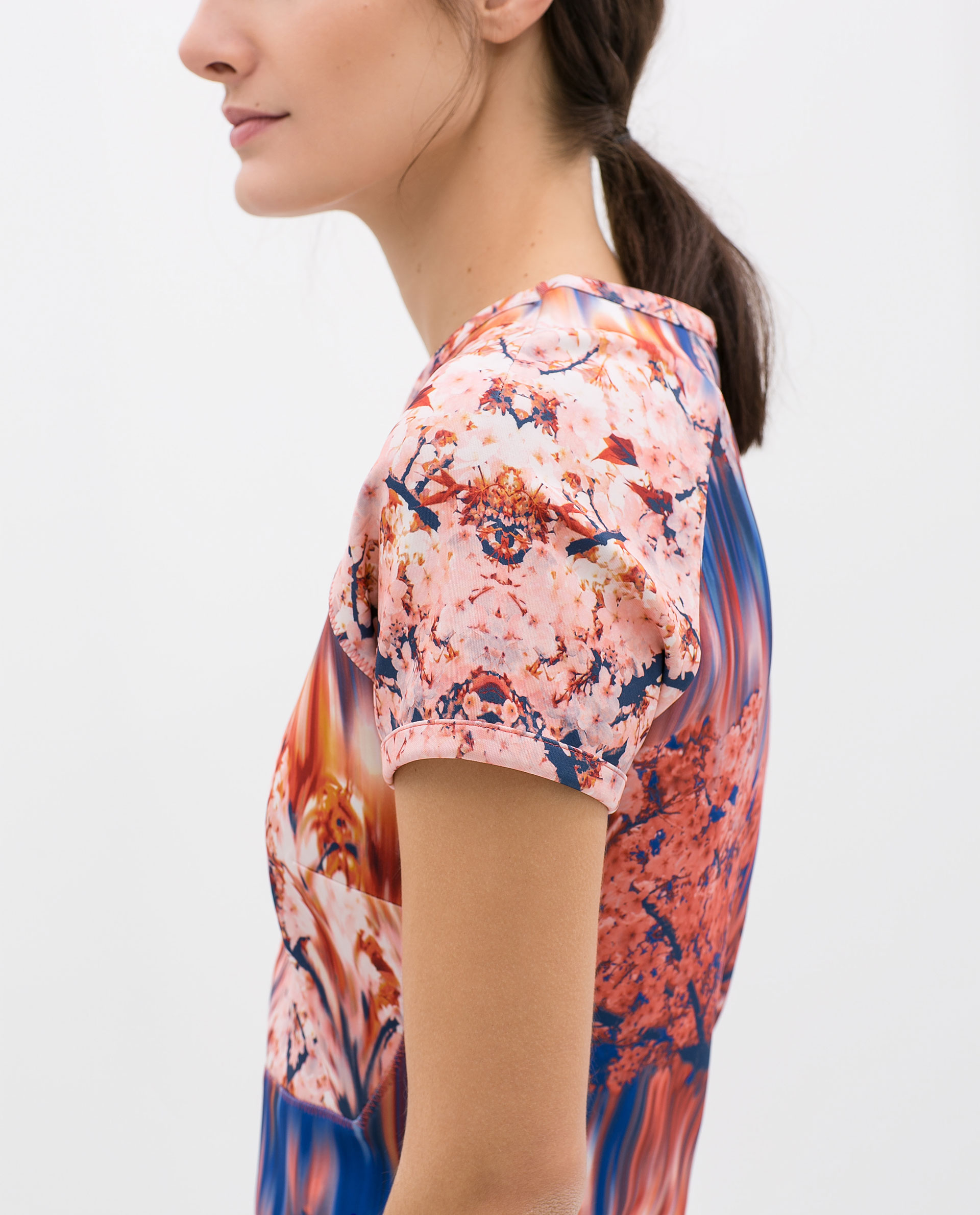 Zara Neoprene Printed Dress in Pink Lyst