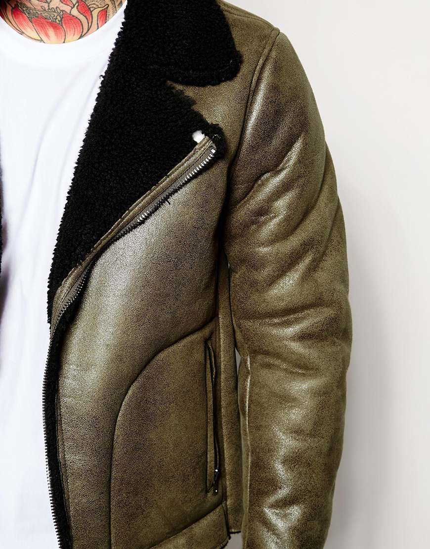olive shearling jacket