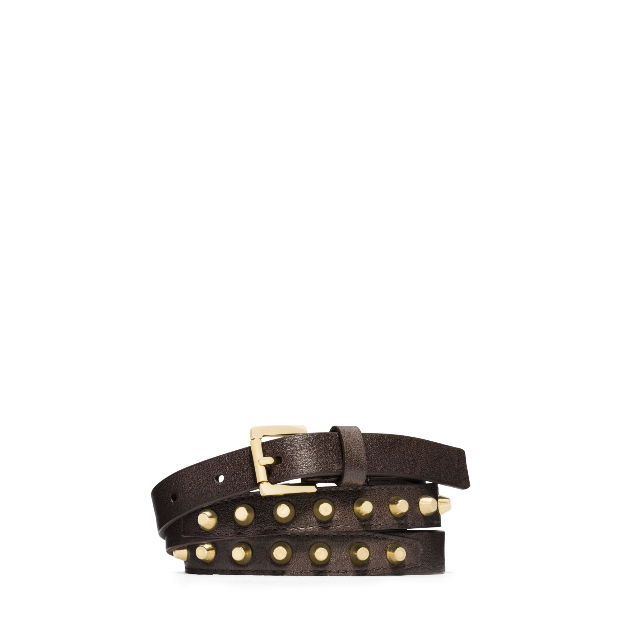 Lyst Michael Kors Studded Saffiano Leather Belt in Brown for Men