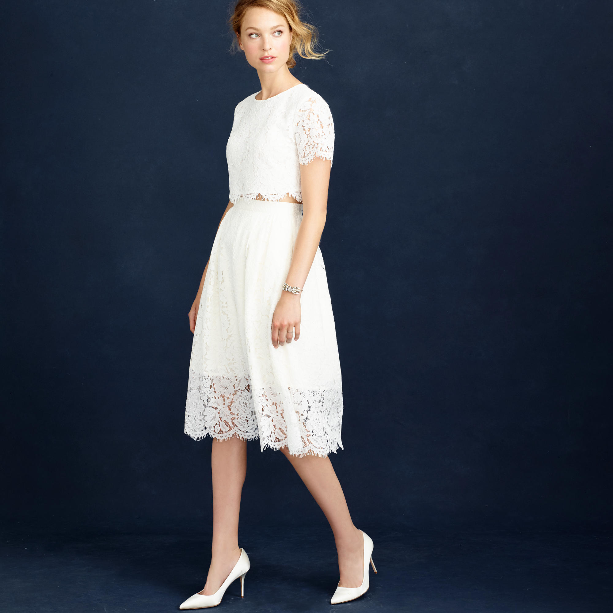 J.crew Collection Floral Lace Skirt in White Lyst