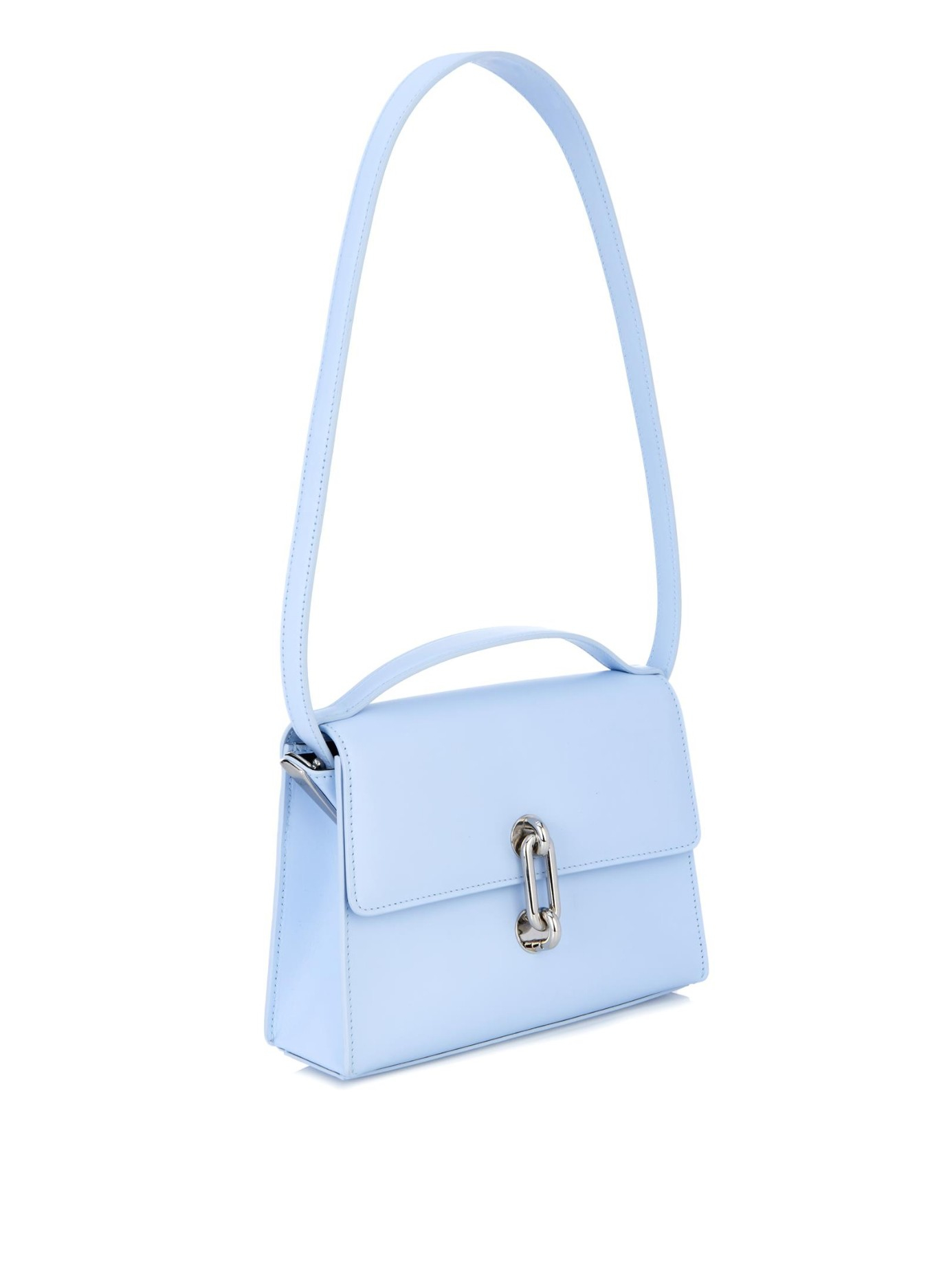 Light Blue Leather Handbags Zip Crossbody Large Satchel Bags | IUCN Water