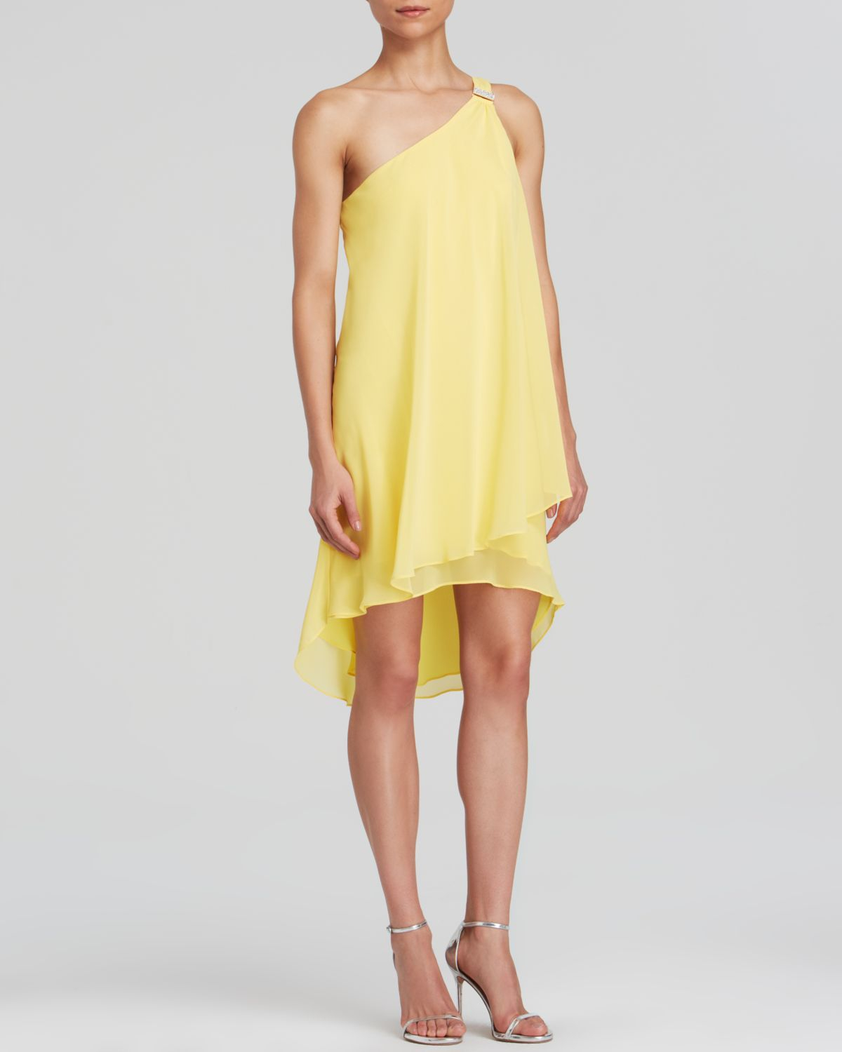 Laundry By Shelli Segal Dress One Shoulder Embellished Chiffon in