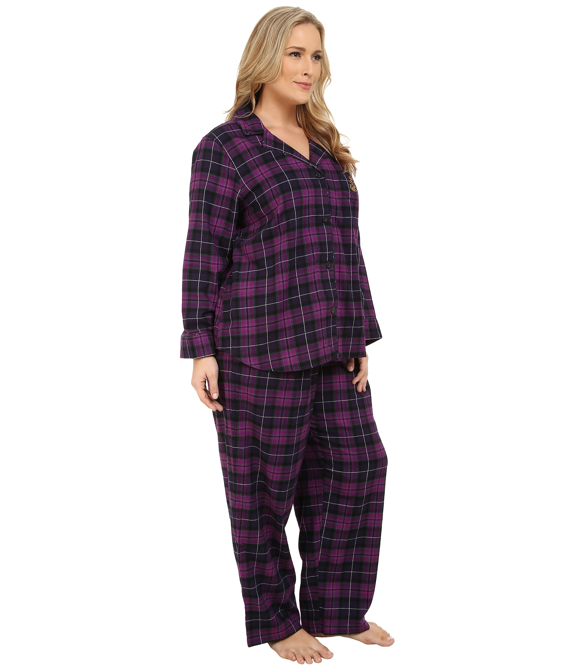 Lyst Lauren by Ralph Lauren Plus Size Folded Brushed Twill Pj in Purple