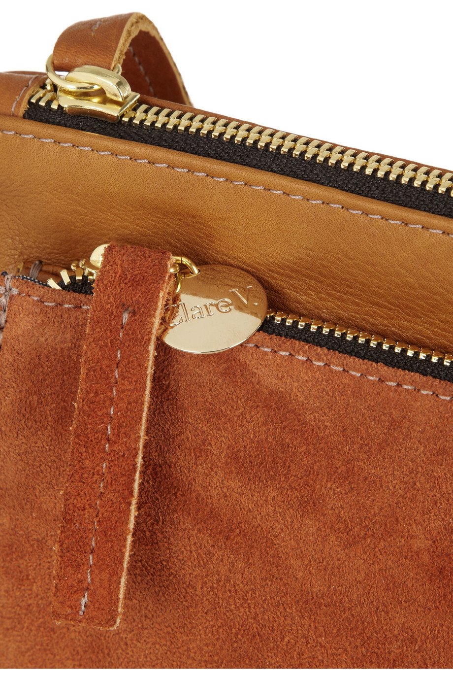 Clare Vivier Clare V Gosee Washed Leather And Suede Shoulder Bag, $340, NET-A-PORTER.COM