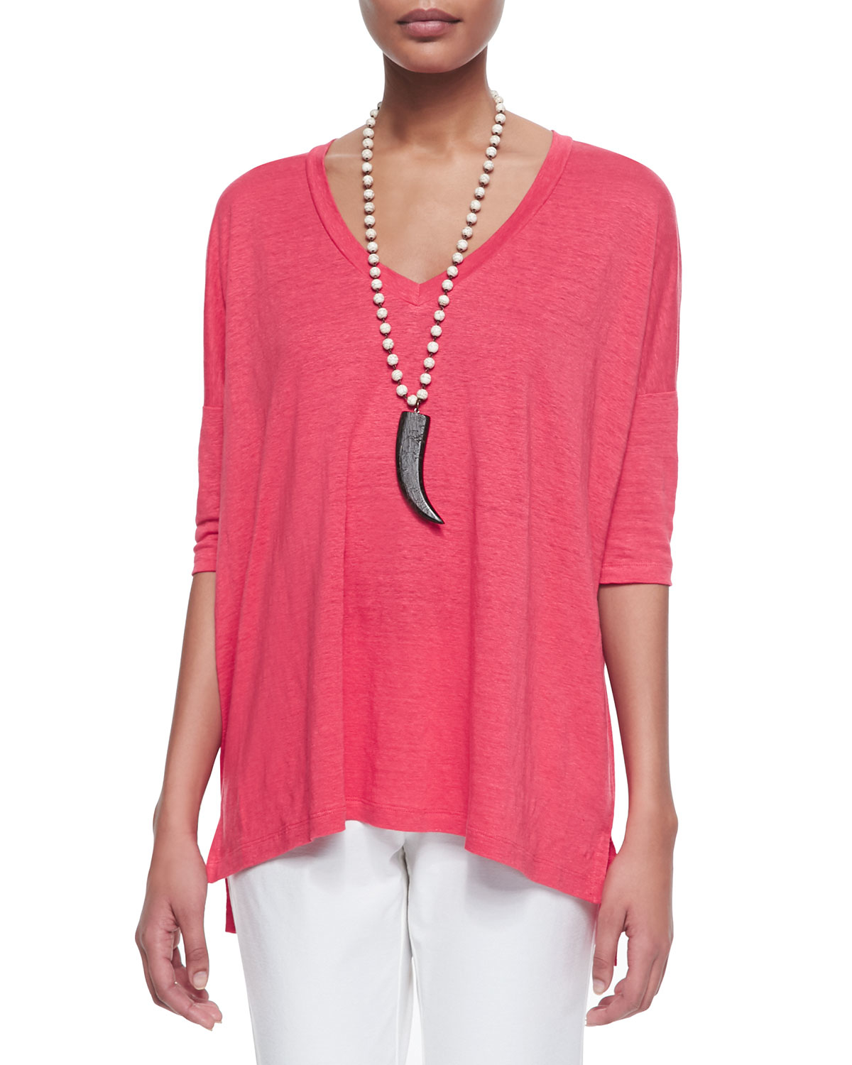pink linen tunic