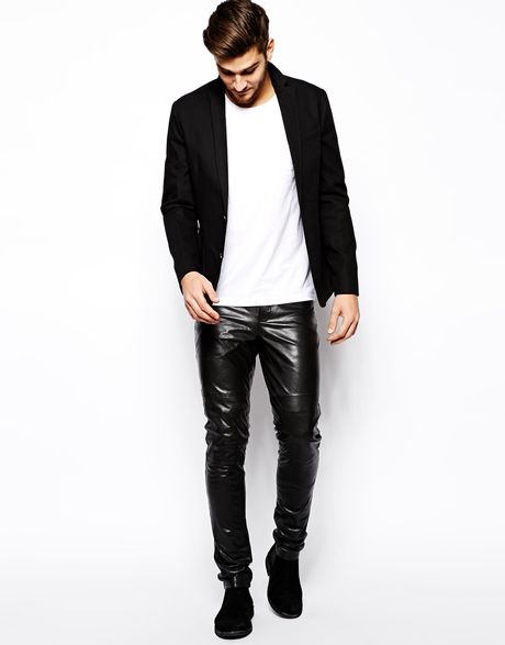 Selected Leather Trousers in Black for Men | Lyst