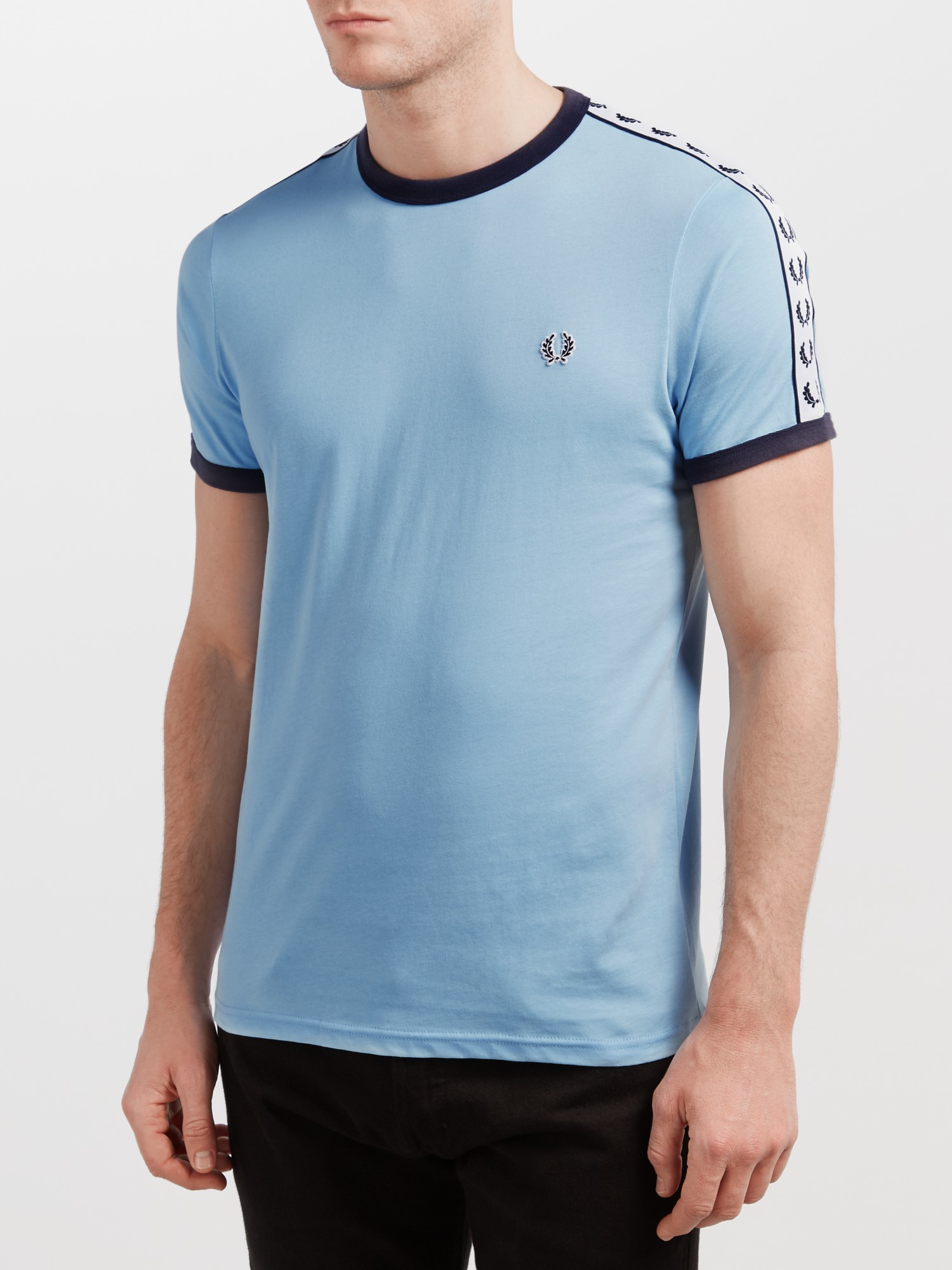  Fred  Perry  Sports Authentic Taped  Ringer  T  shirt  in Sky 