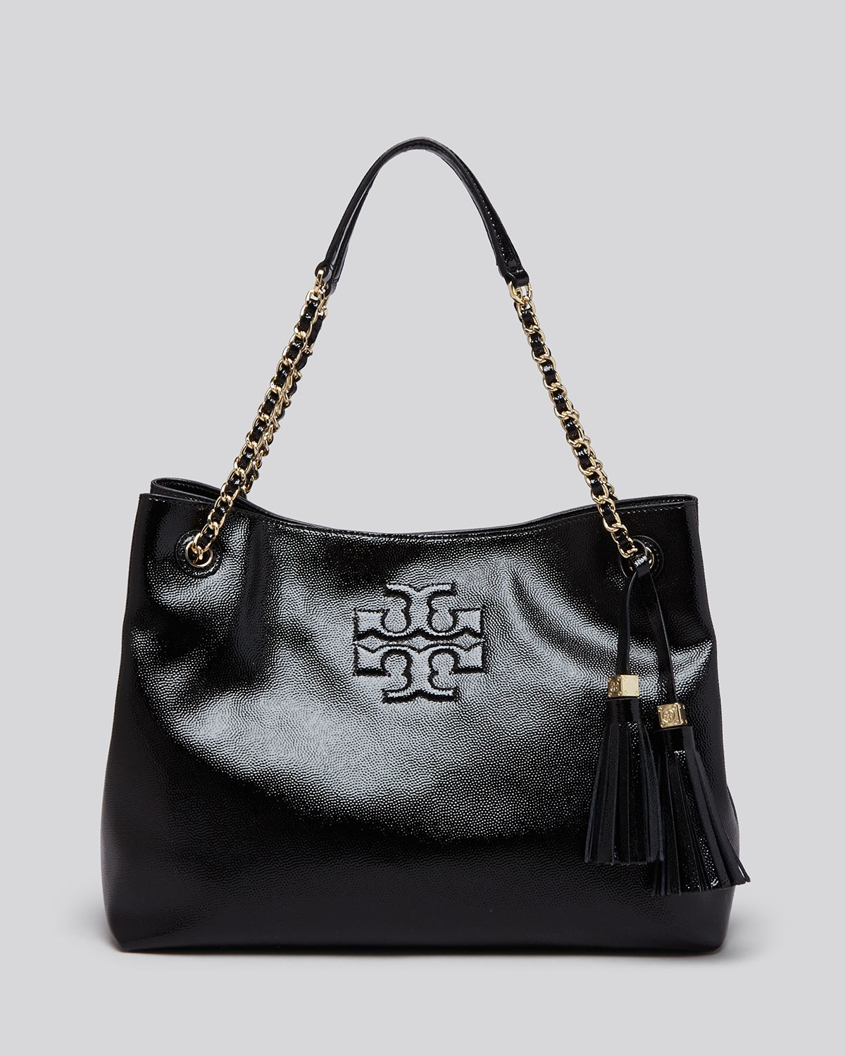 Tory Burch Tote - Thea Patent Chain Shoulder Slouchy in Black | Lyst