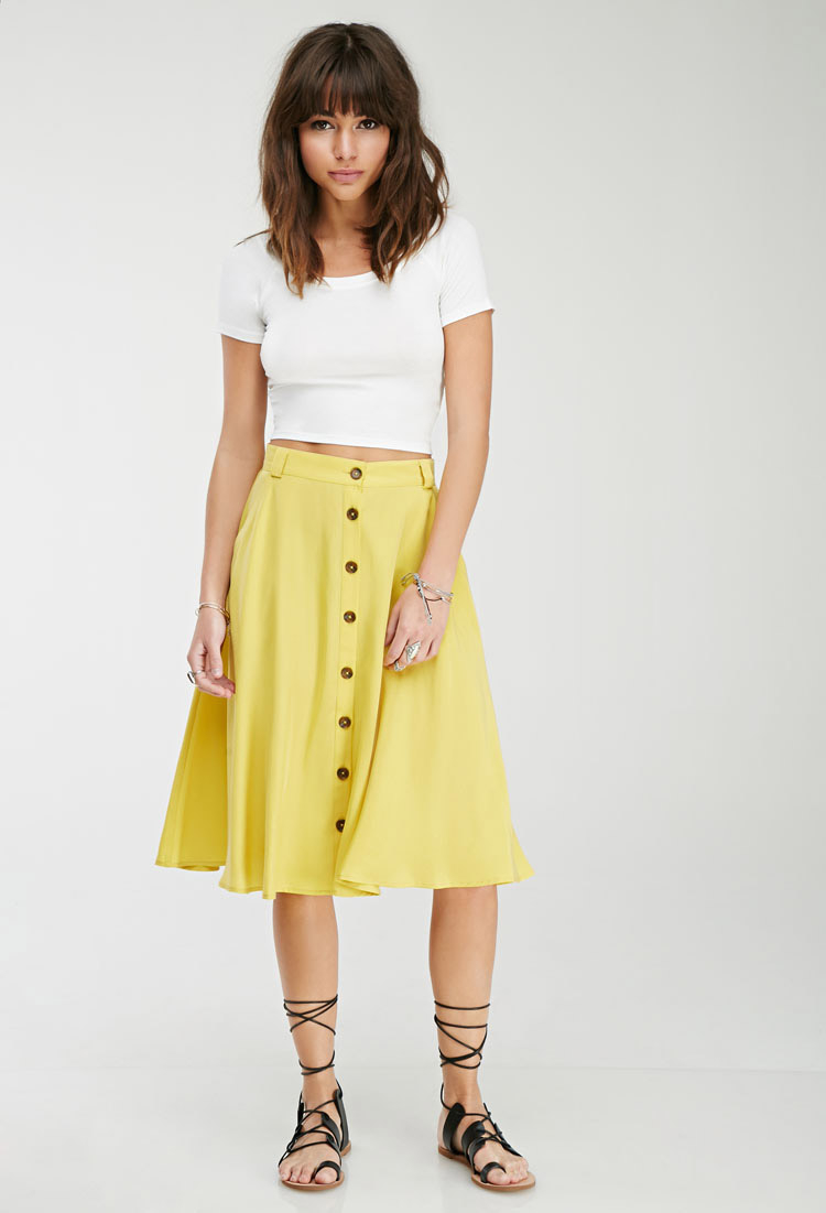 button down skirt knee length