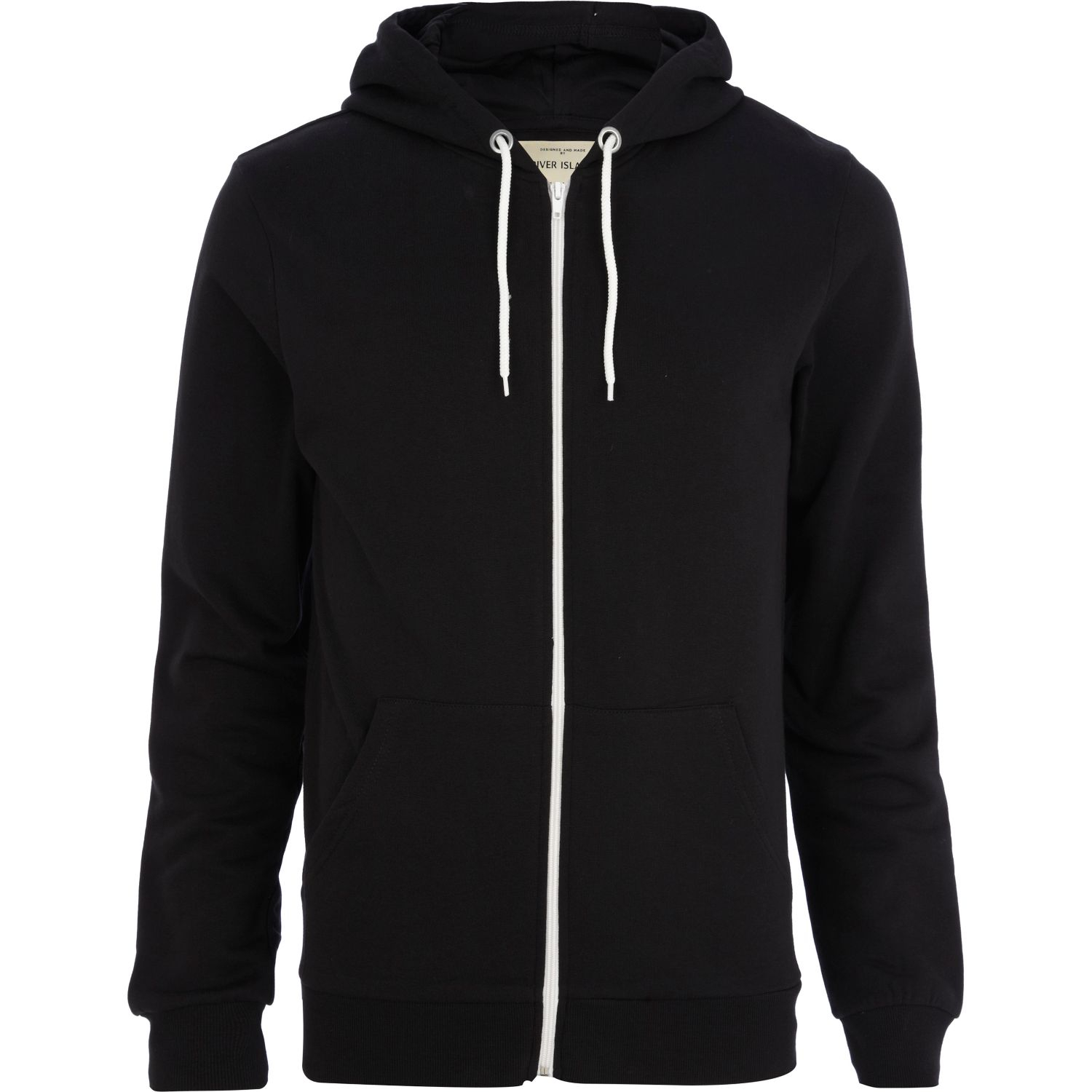 River Island Black Zip Through Hoodie for Men | Lyst UK