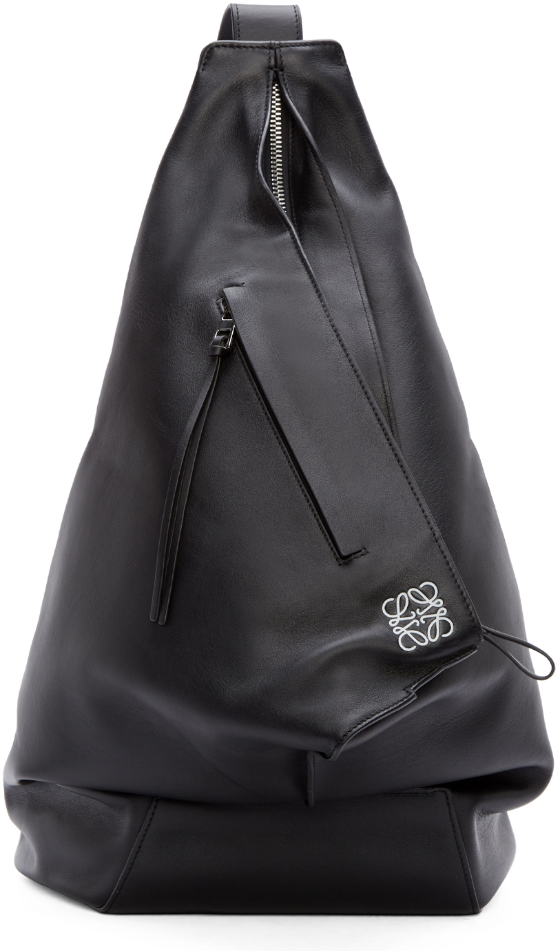 Loewe Black Leather Crossbody Backpack in Black for Men | Lyst