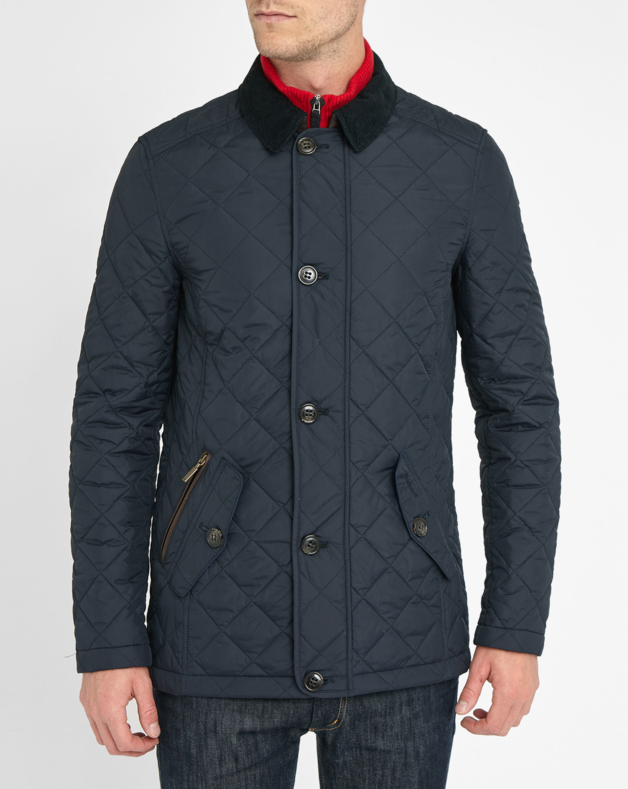 Barbour Navy Fortnum Corduroycollar Quilted Jacket in Blue for Men Lyst