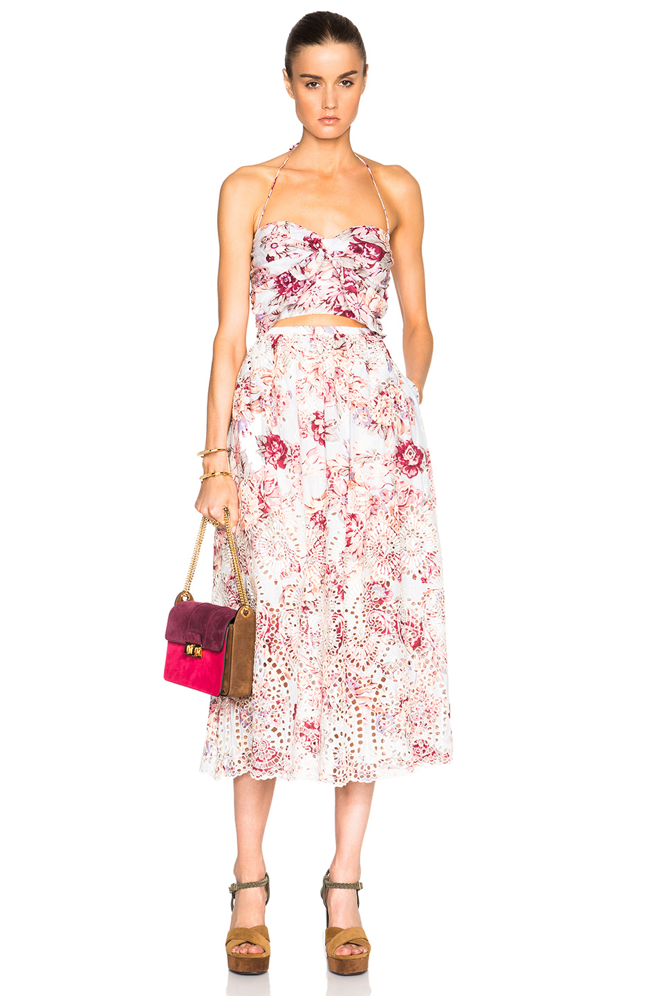 Zimmermann Floral-Print Cotton Midi Dress in Pink - Lyst