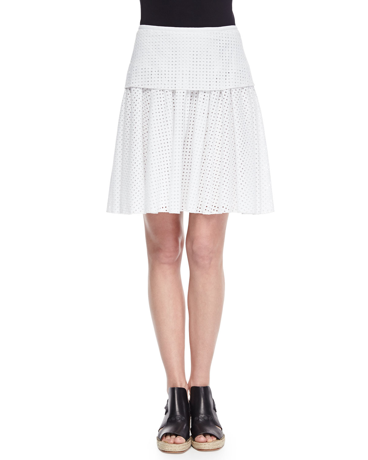 Rag & Bone Cotton Lakewood Netted Pleated A-line Skirt in Bright White ...