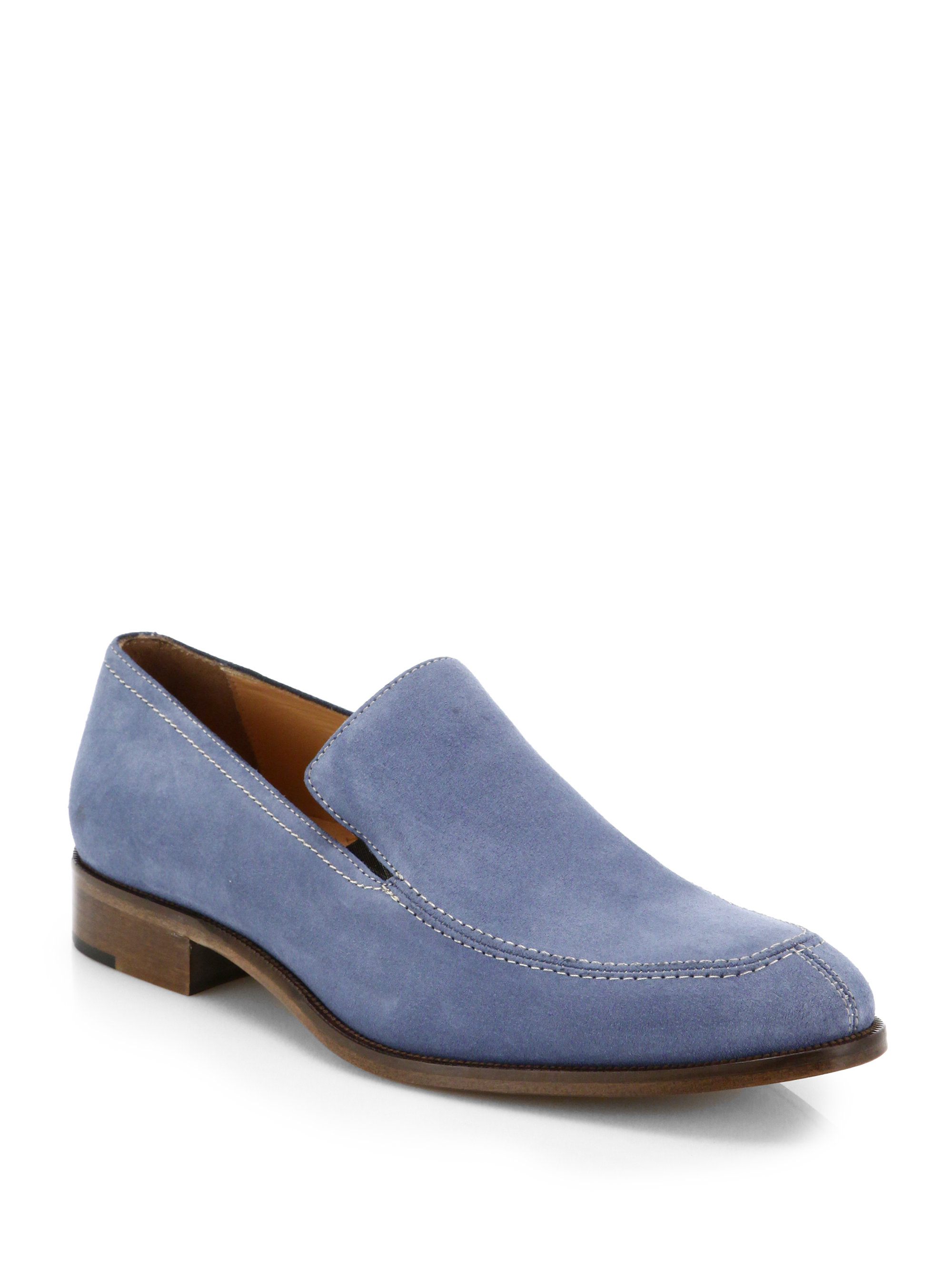 Saks Fifth Avenue Suede Loafers in Blue for Men - Lyst