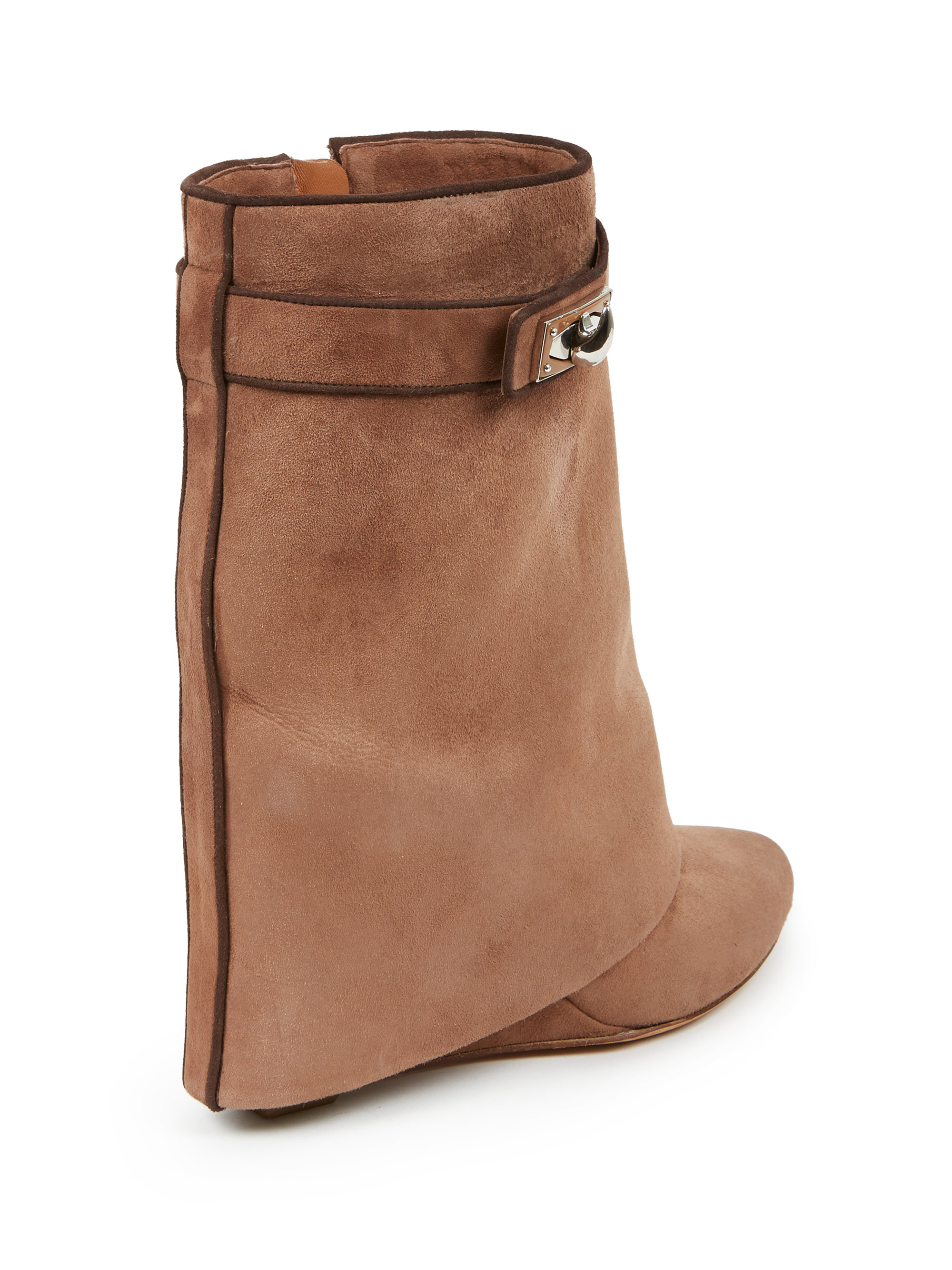 Givenchy Shark Lock Suede 'pants' Mid-calf Wedge Boots in Brown - Lyst