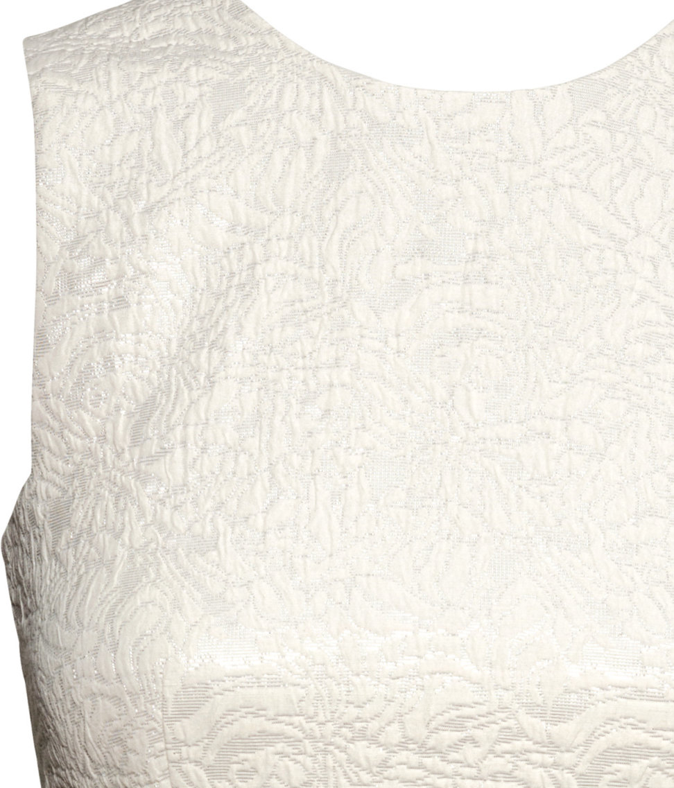 h&m jacquard weave dress white