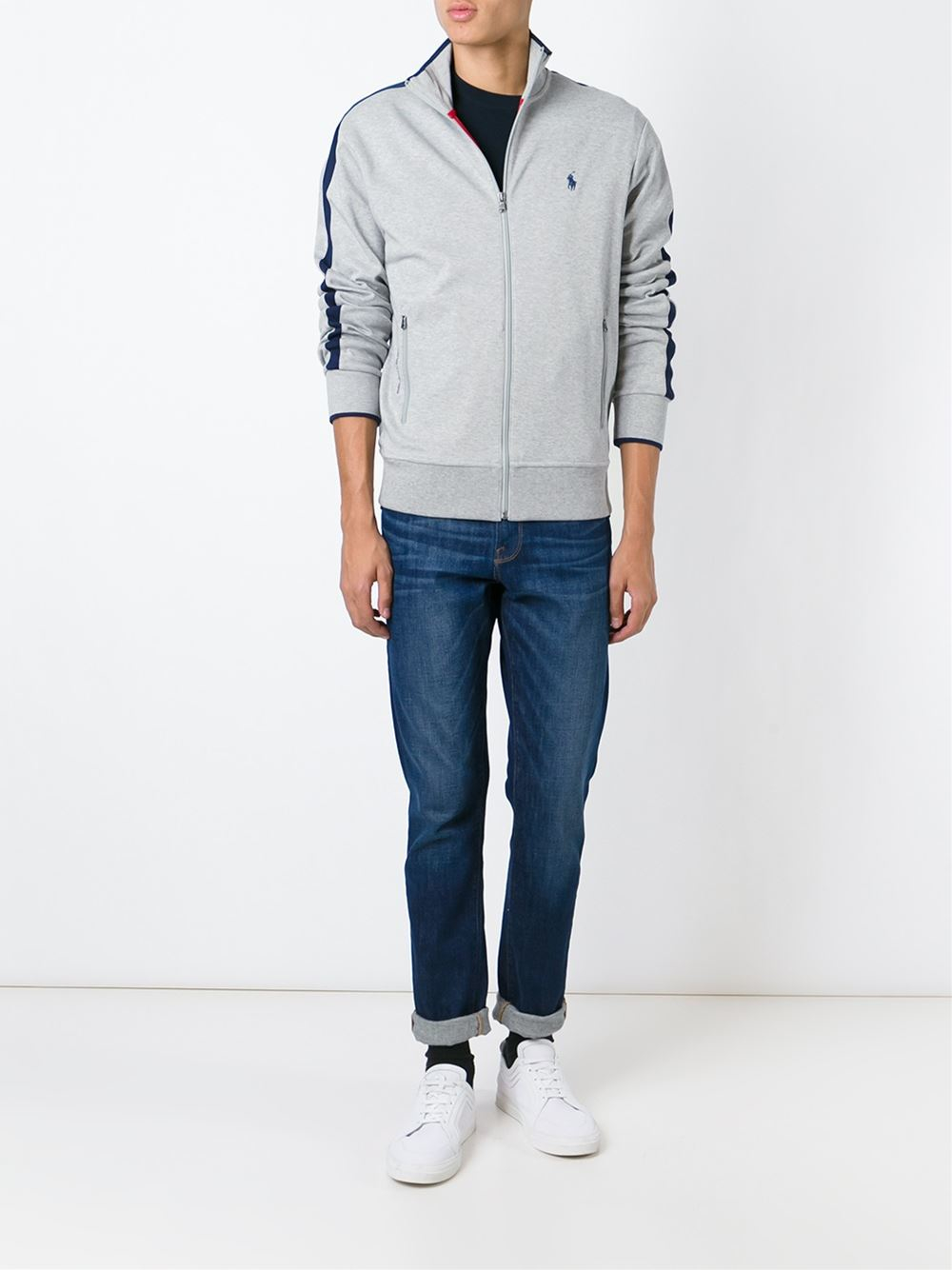 Polo Ralph Lauren Zipped Track Jacket in Gray for Men | Lyst
