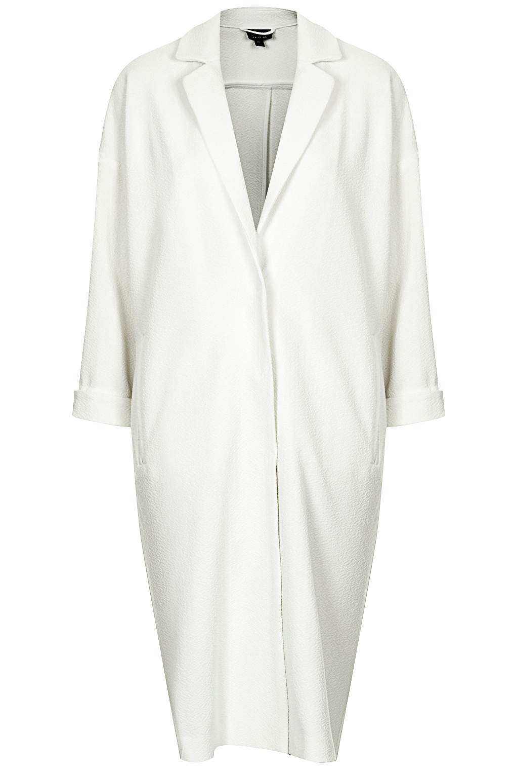 Lyst Textured Long Line Duster Coat in White