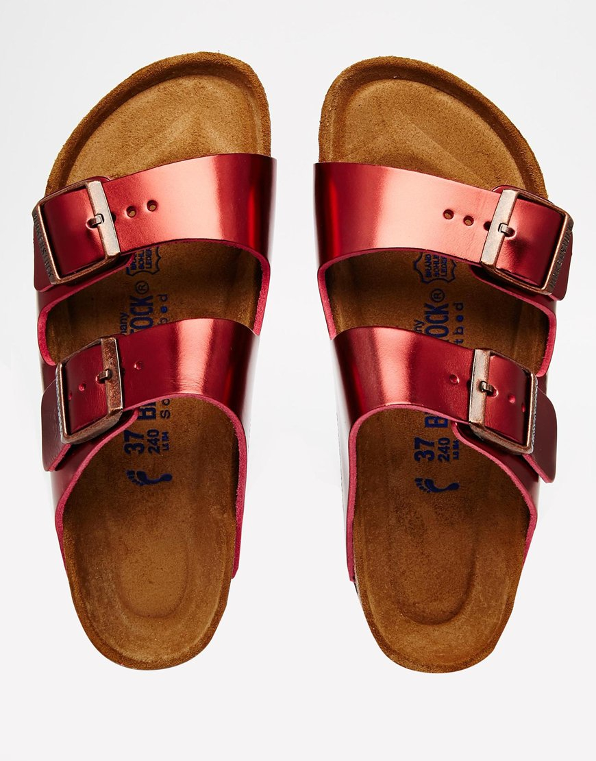 red metallic birkenstocks
